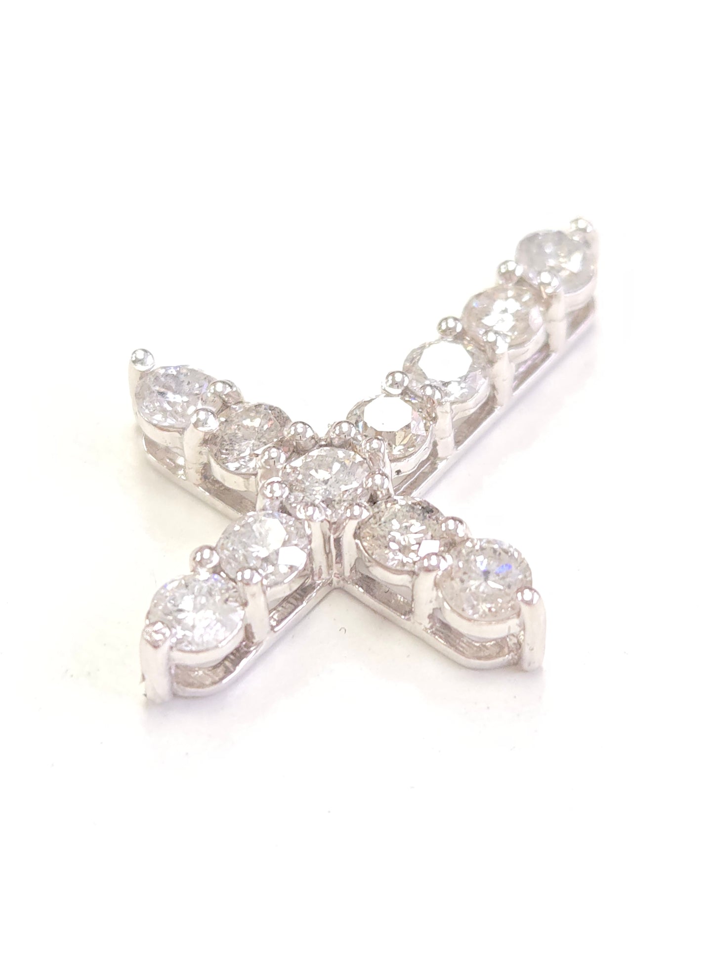 3.35 Carat White Gold Natural Diamond Cross Pendant