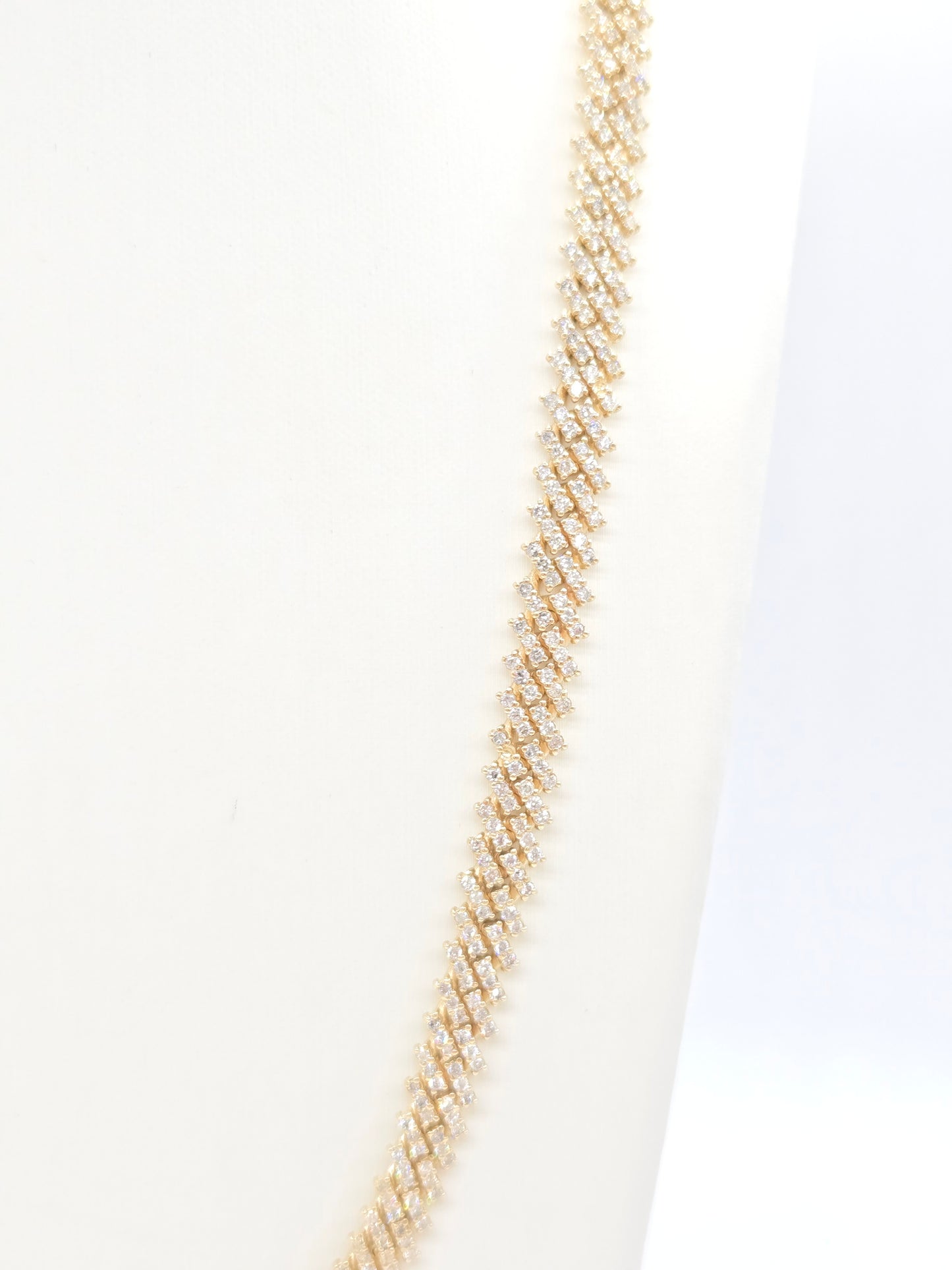 11.26 Carats Natural Diamonds Cuban Necklace Chain 10 Karats Yellow Gold 22''