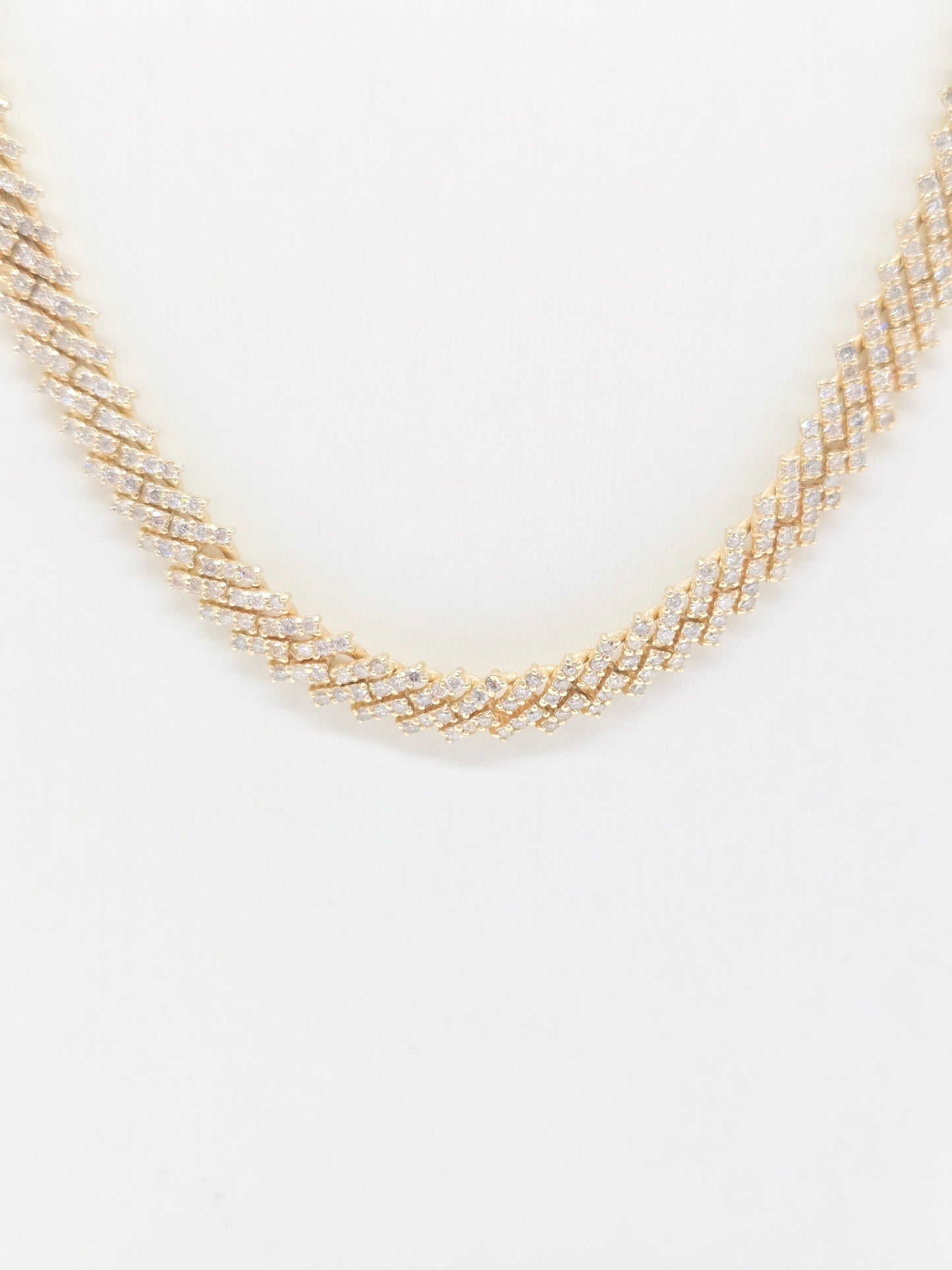11.26 Carats Natural Diamonds Cuban Necklace Chain 10 Karats Yellow Gold 22''