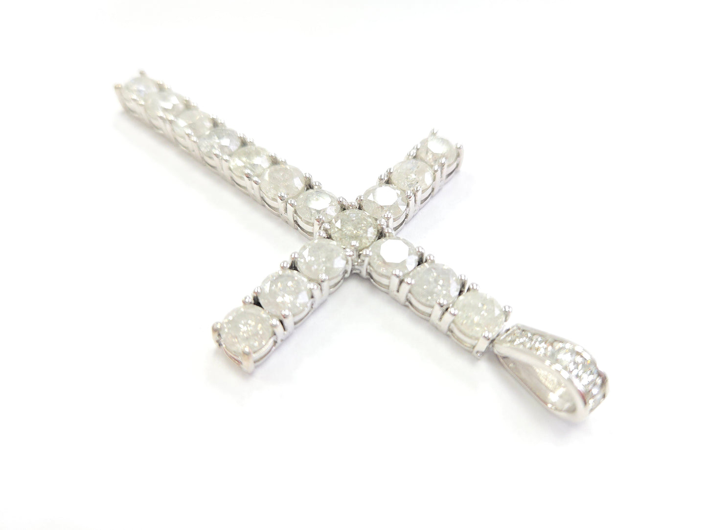 18.42 Carat Natural Diamond LARGE Cross Pendant 14 Karat White Gold