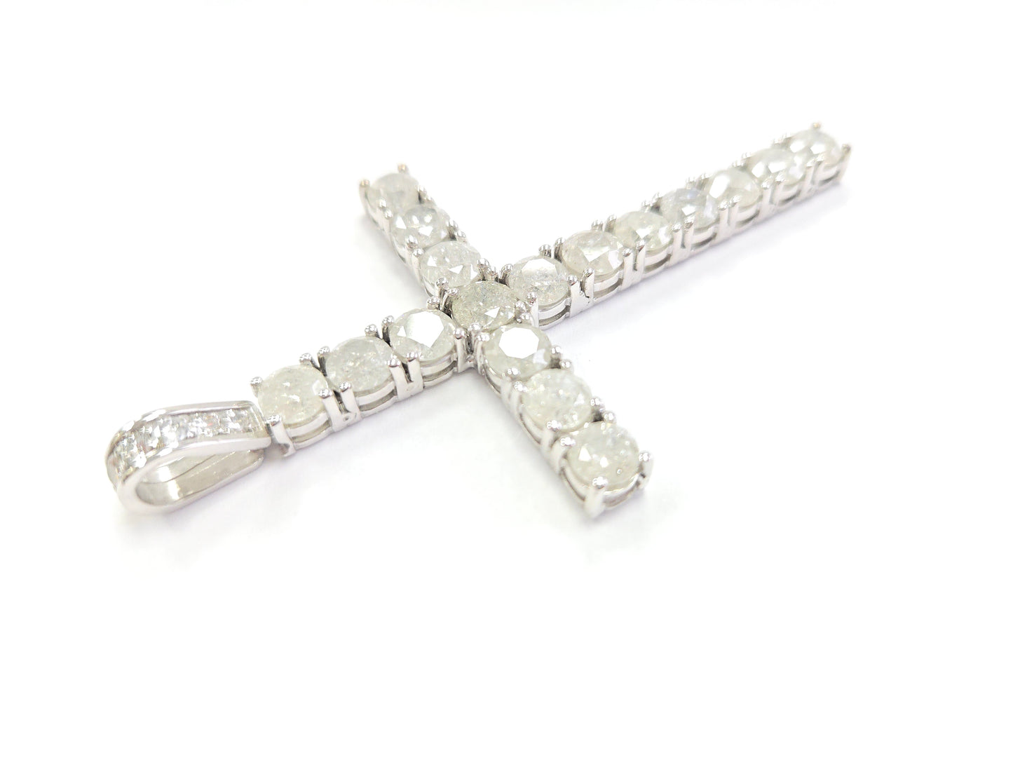 18.42 Carat Natural Diamond LARGE Cross Pendant 14 Karat White Gold