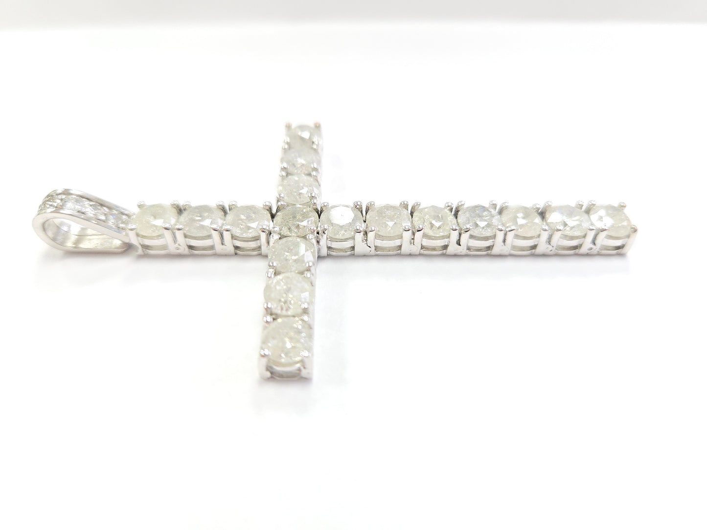 18.42 Carat Natural Diamond LARGE Cross Pendant 14 Karat White Gold