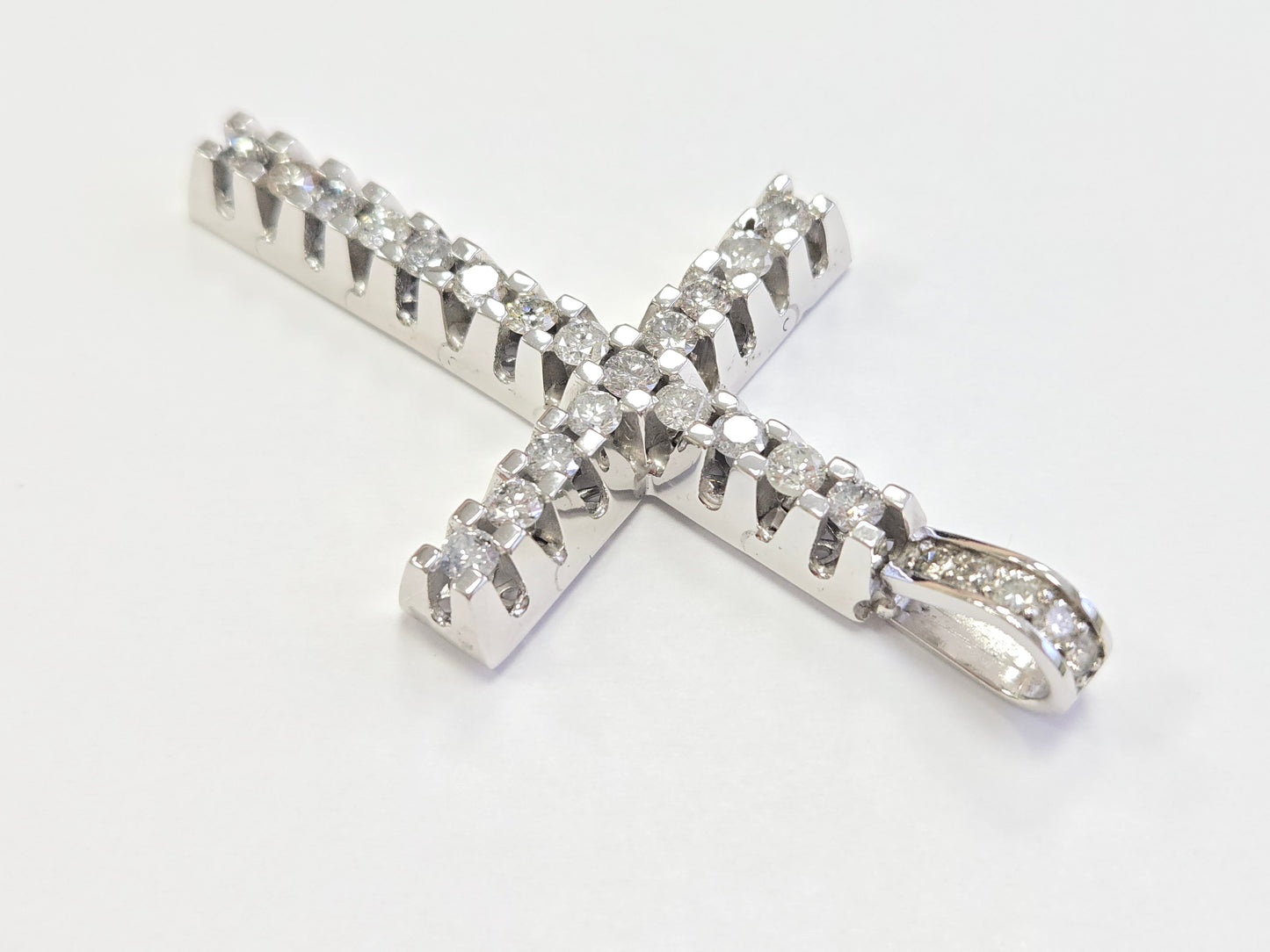 5.50 Carat Natural Diamond Cross Pendant 14 Karat White Gold