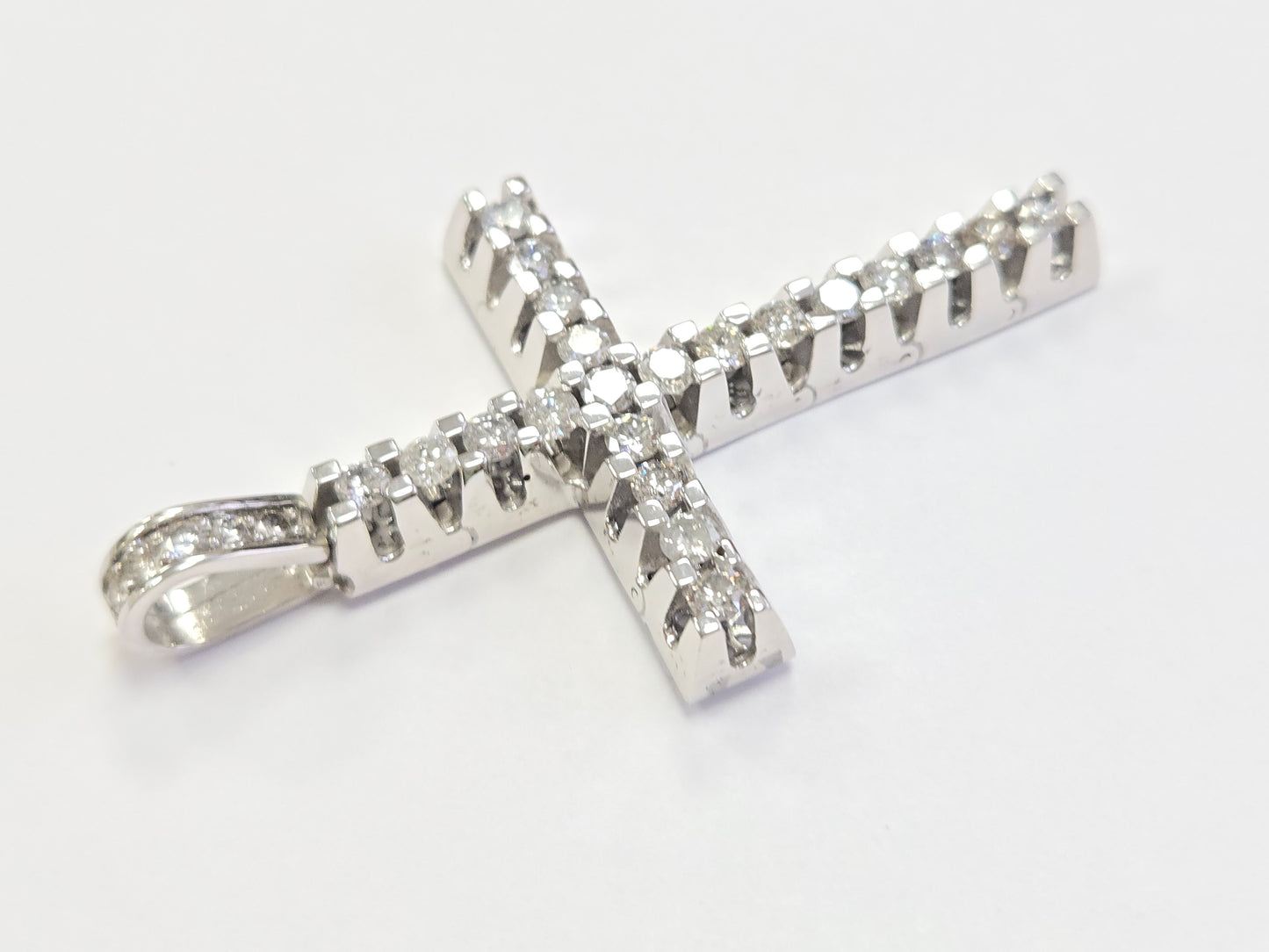 5.50 Carat Natural Diamond Cross Pendant 14 Karat White Gold