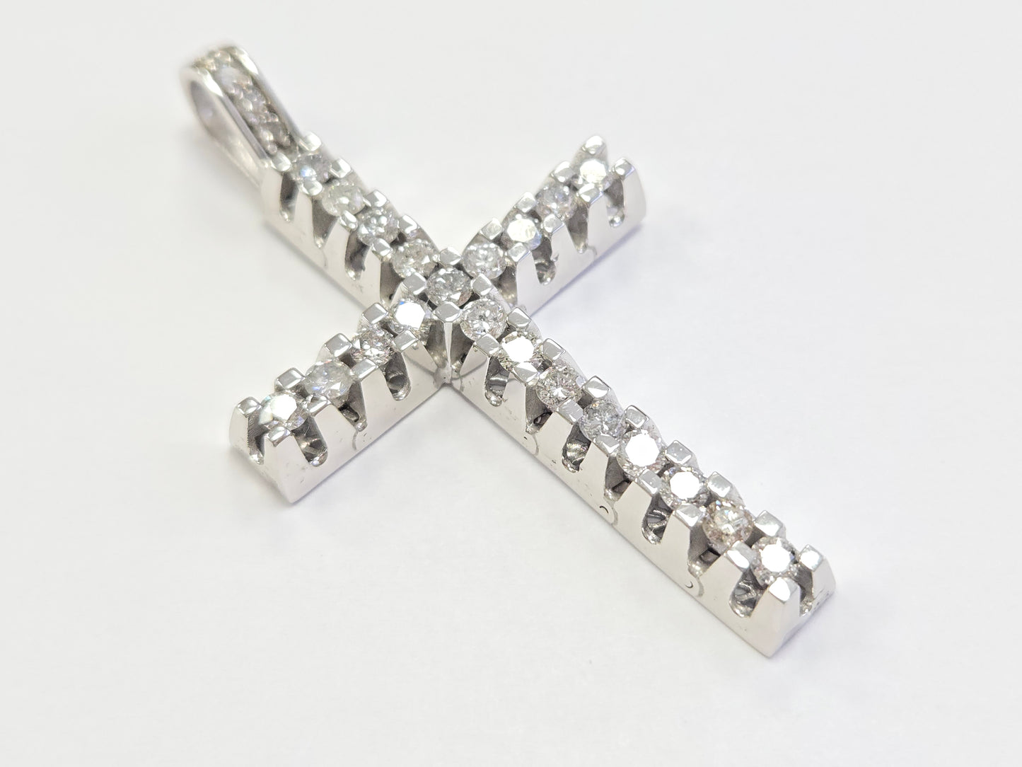 5.50 Carat Natural Diamond Cross Pendant 14 Karat White Gold