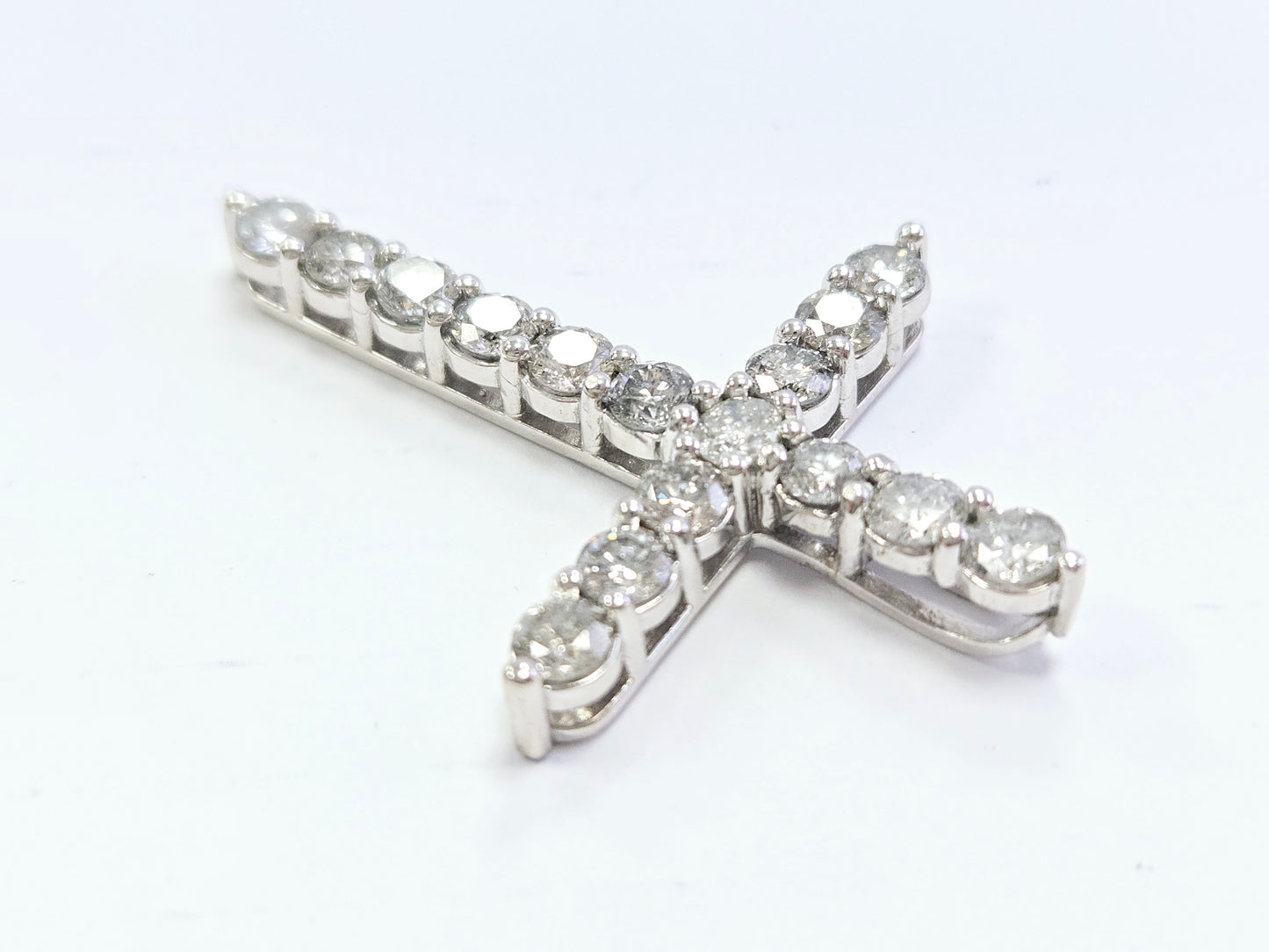 5.33 Carat Natural Diamond Cross Pendant 14 Karat White Gold