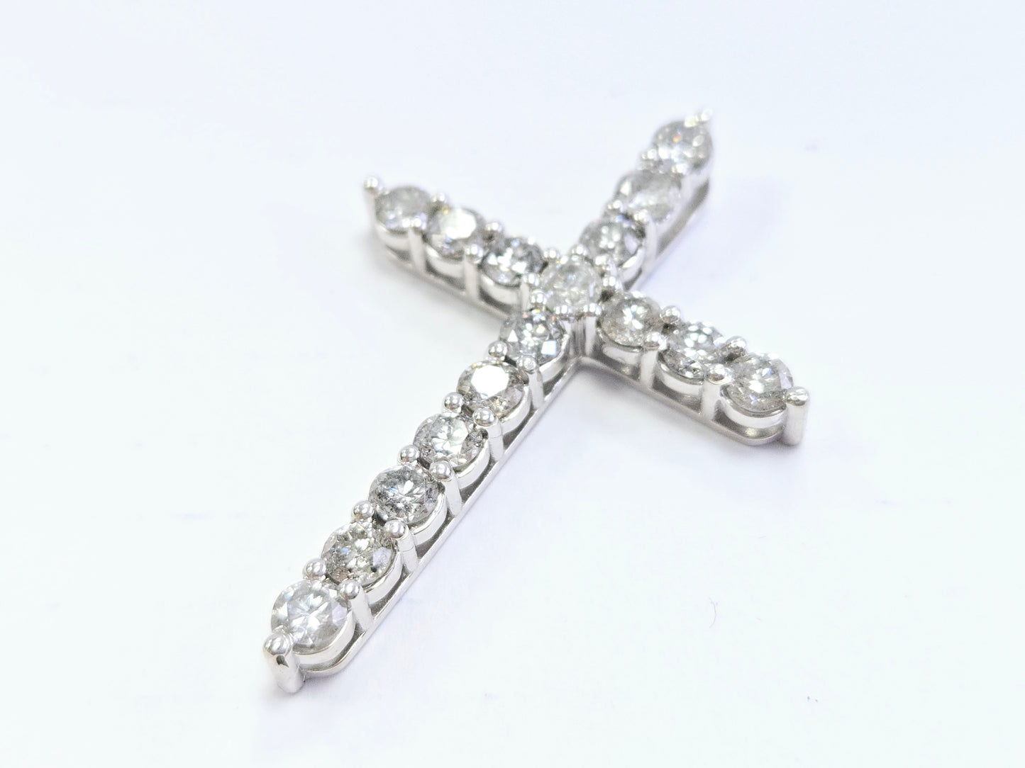 5.33 Carat Natural Diamond Cross Pendant 14 Karat White Gold