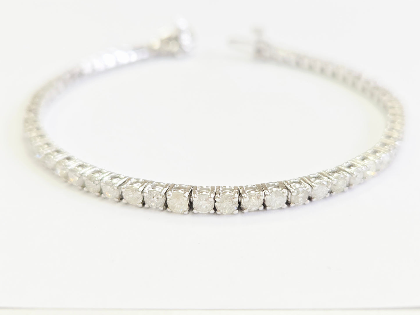 5.10 Carat Natural Diamond Tennis Bracelet 14 Karat White Gold
