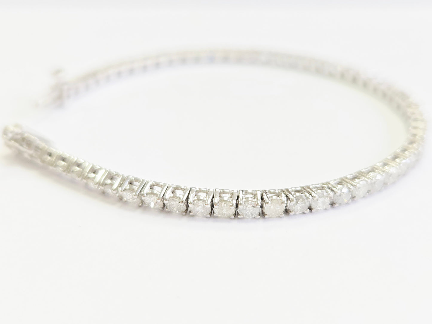 5.10 Carat Natural Diamond Tennis Bracelet 14 Karat White Gold