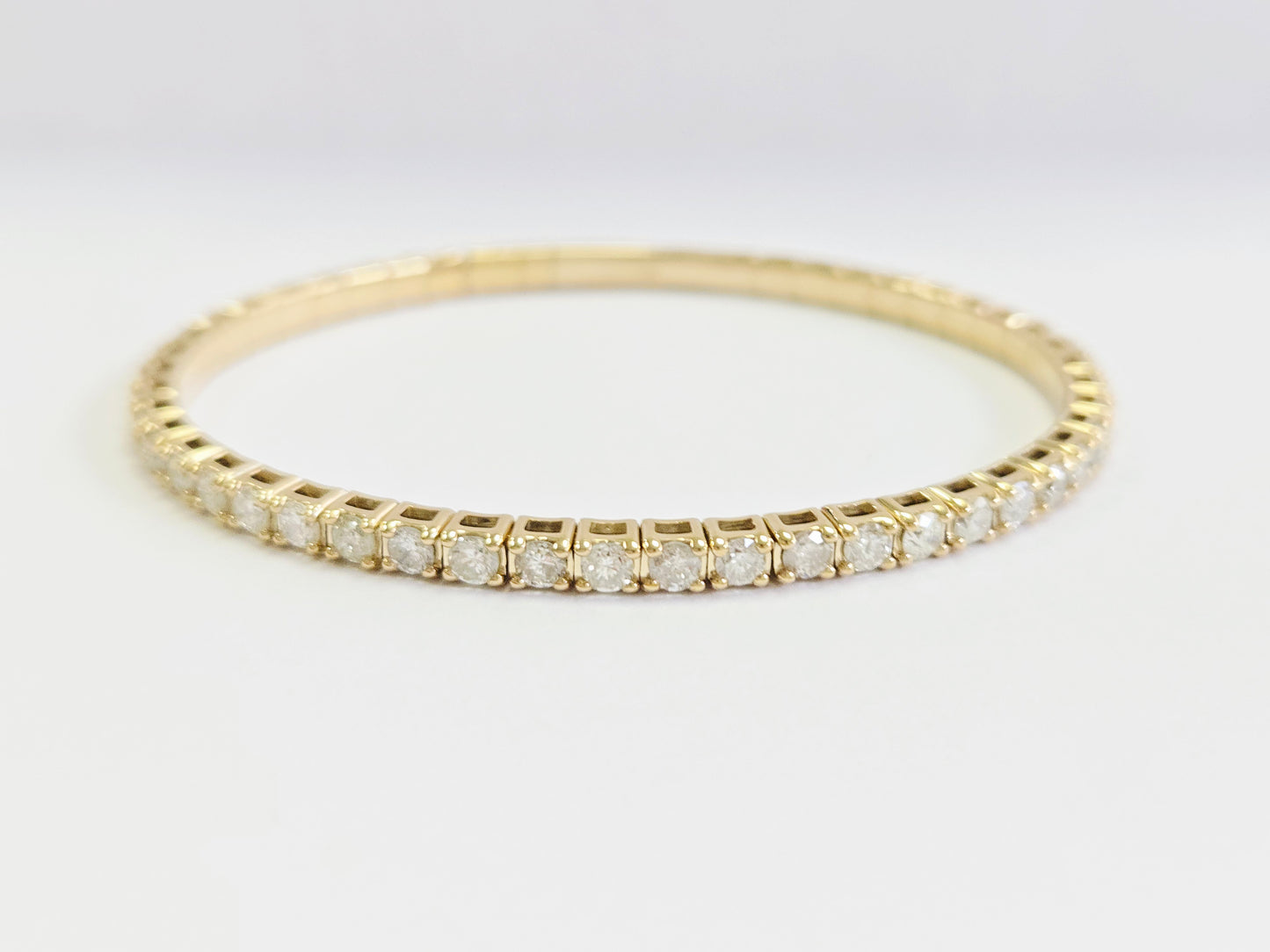 4.38 Carat Flexible Bangle Natural Diamond Yellow Gold 14 Karat