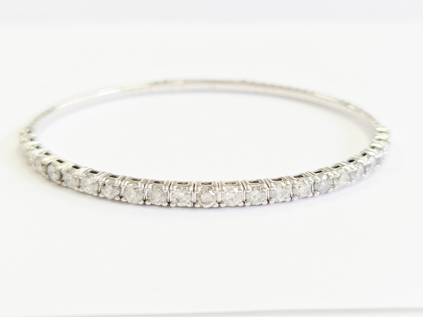 3.70 Carat Natural Diamond Flexible Bangle White Gold 14 Karat