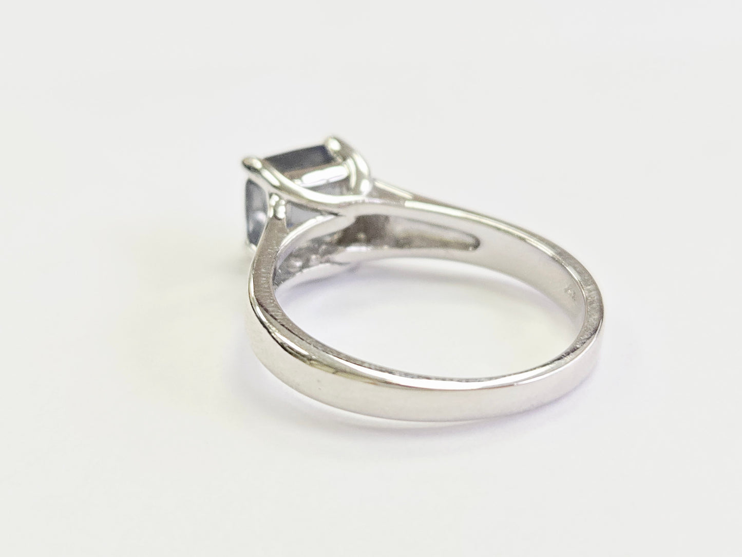 2.32 Carat Radiant-Cut Natural Green Sapphire Ring in 14K White Gold