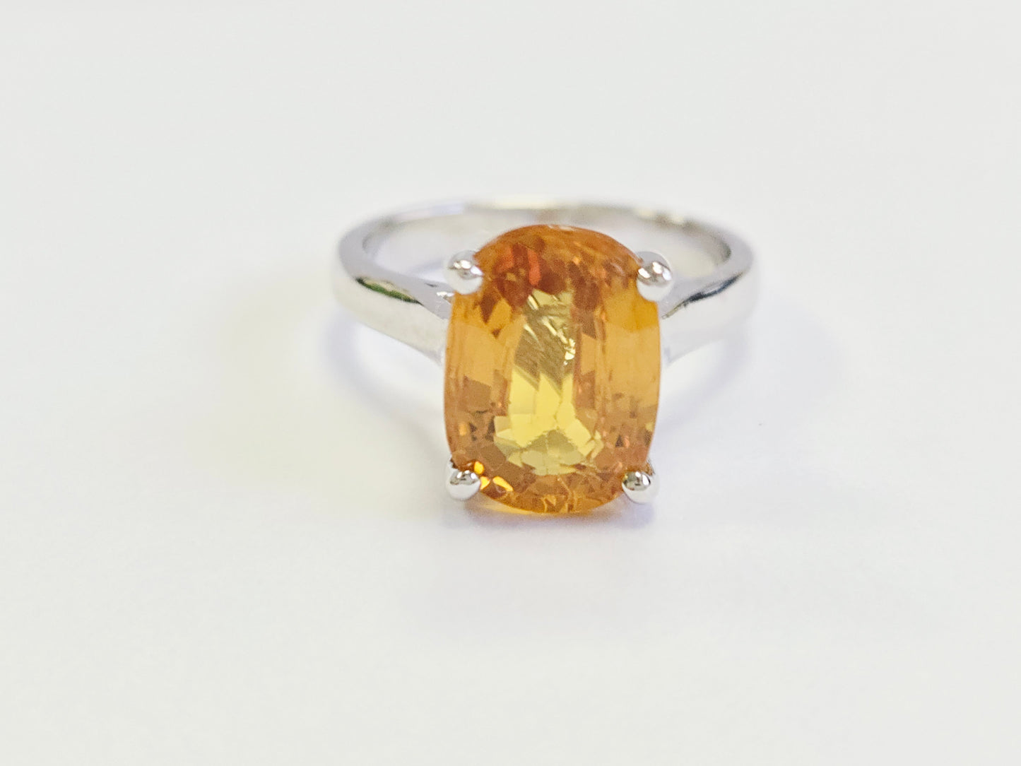 5.22-Carat Natural Oval -Shape Vivid Yellow Sapphire Ring White Gold 14 Karat