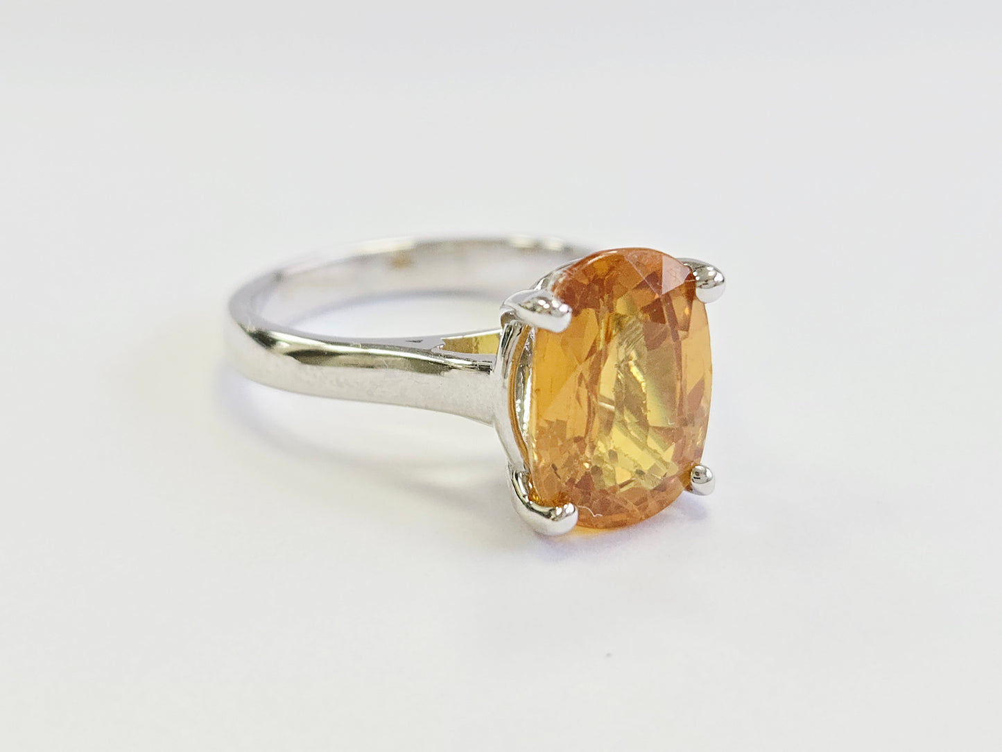 5.22-Carat Natural Oval -Shape Vivid Yellow Sapphire Ring White Gold 14 Karat