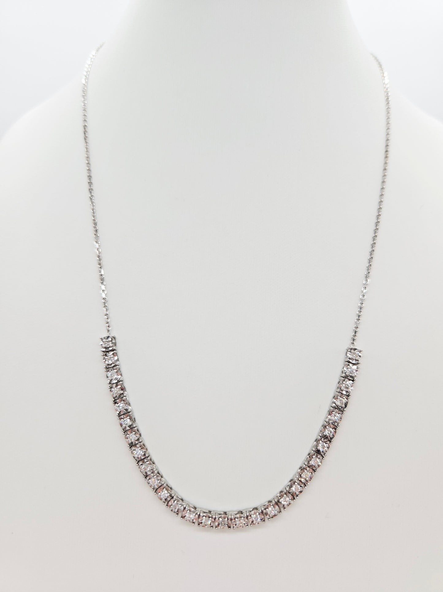 0.82 Carat Diamond Mini Illusion Necklace 14 Karat White Gold 18''