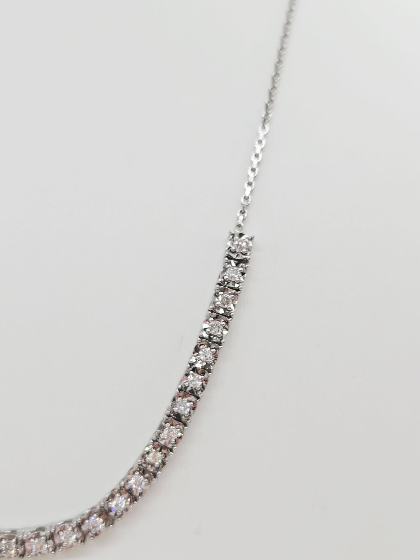0.82 Carat Diamond Mini Illusion Necklace 14 Karat White Gold 18''