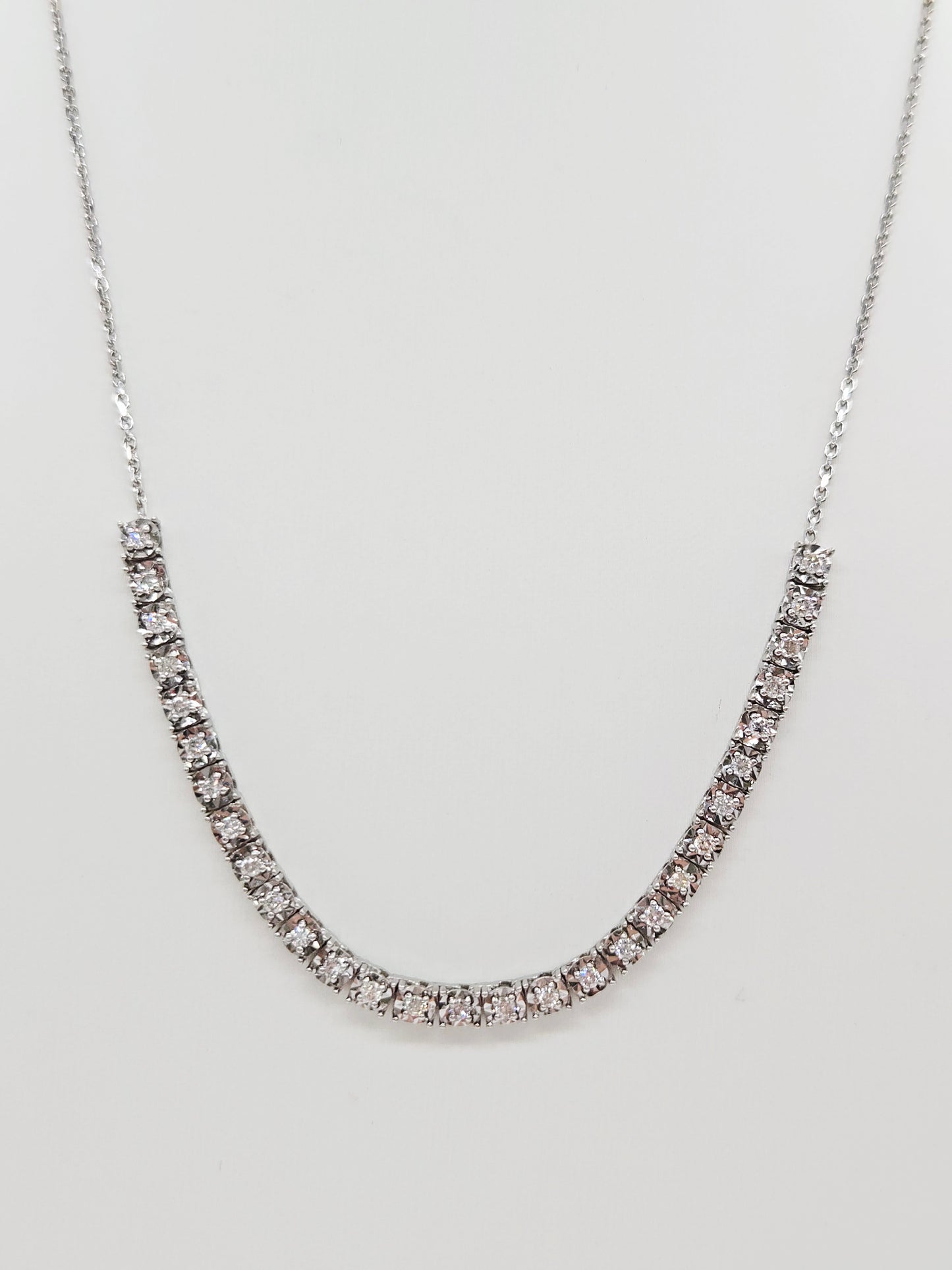 0.82 Carat Diamond Mini Illusion Necklace 14 Karat White Gold 18''