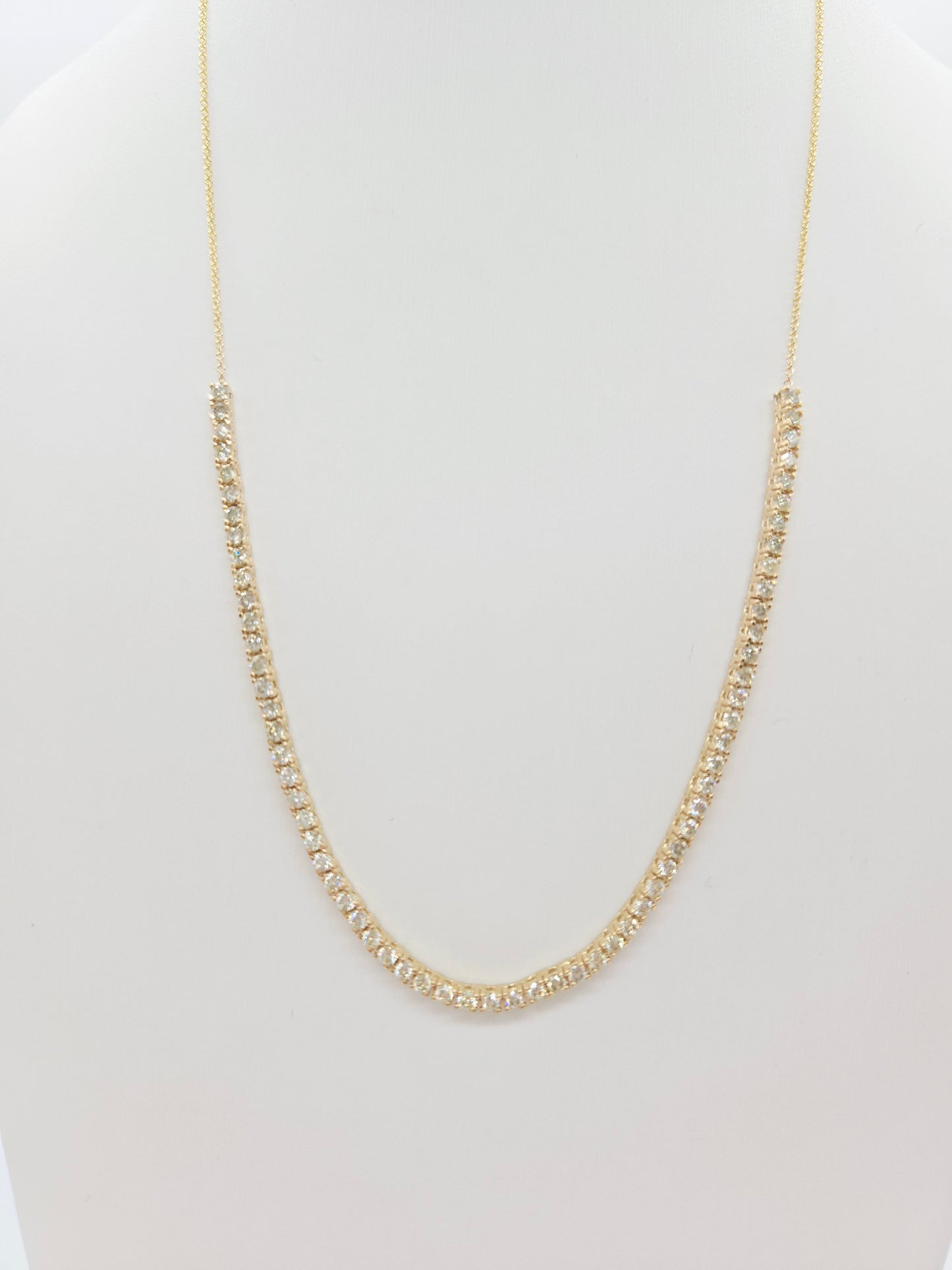 2.28 Carat Natural Diamond Mini Necklace Yellow Gold 18''