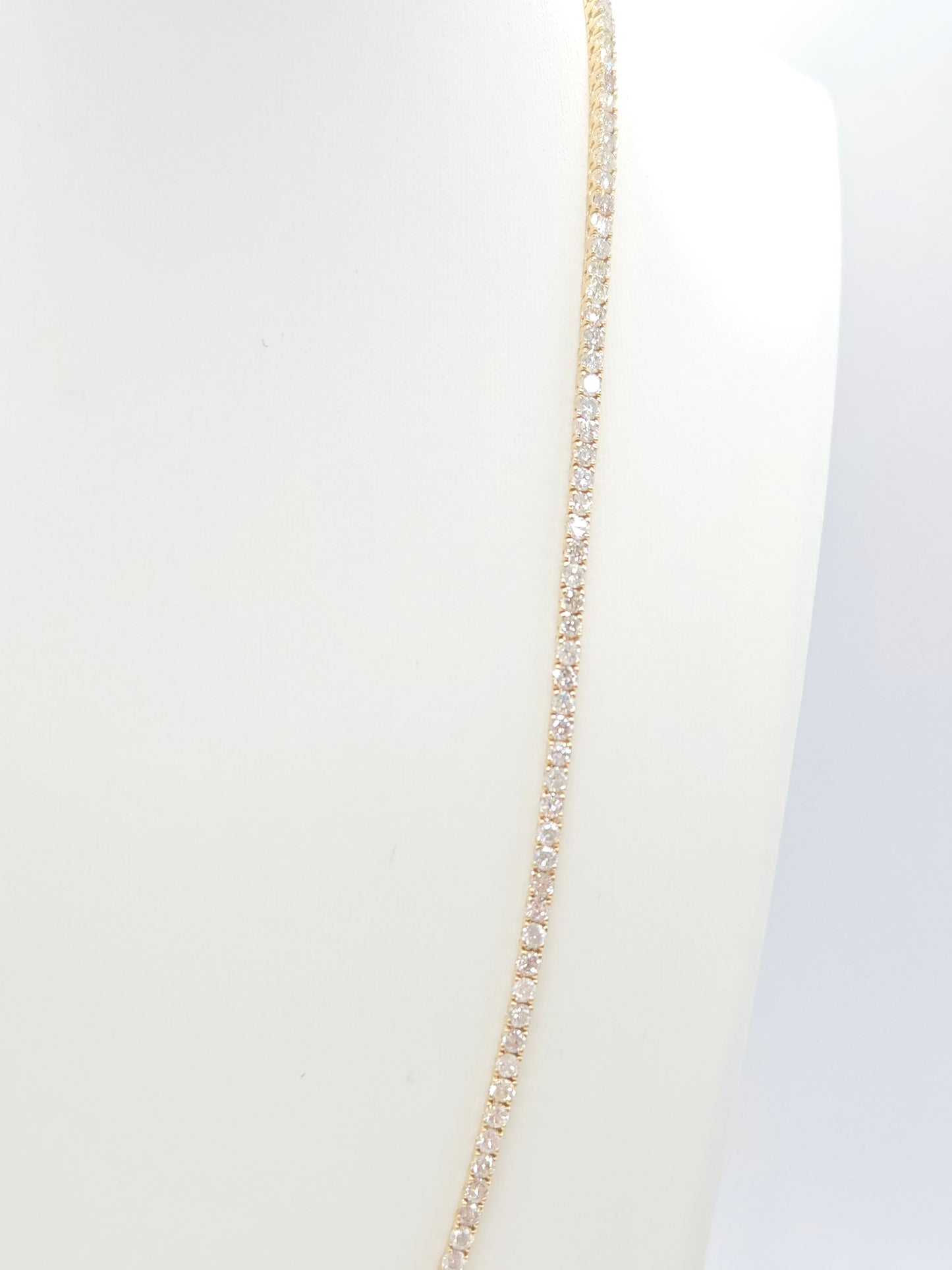16.10 Carat Natural Diamond Tennis Necklace in 14K Yellow Gold 22"