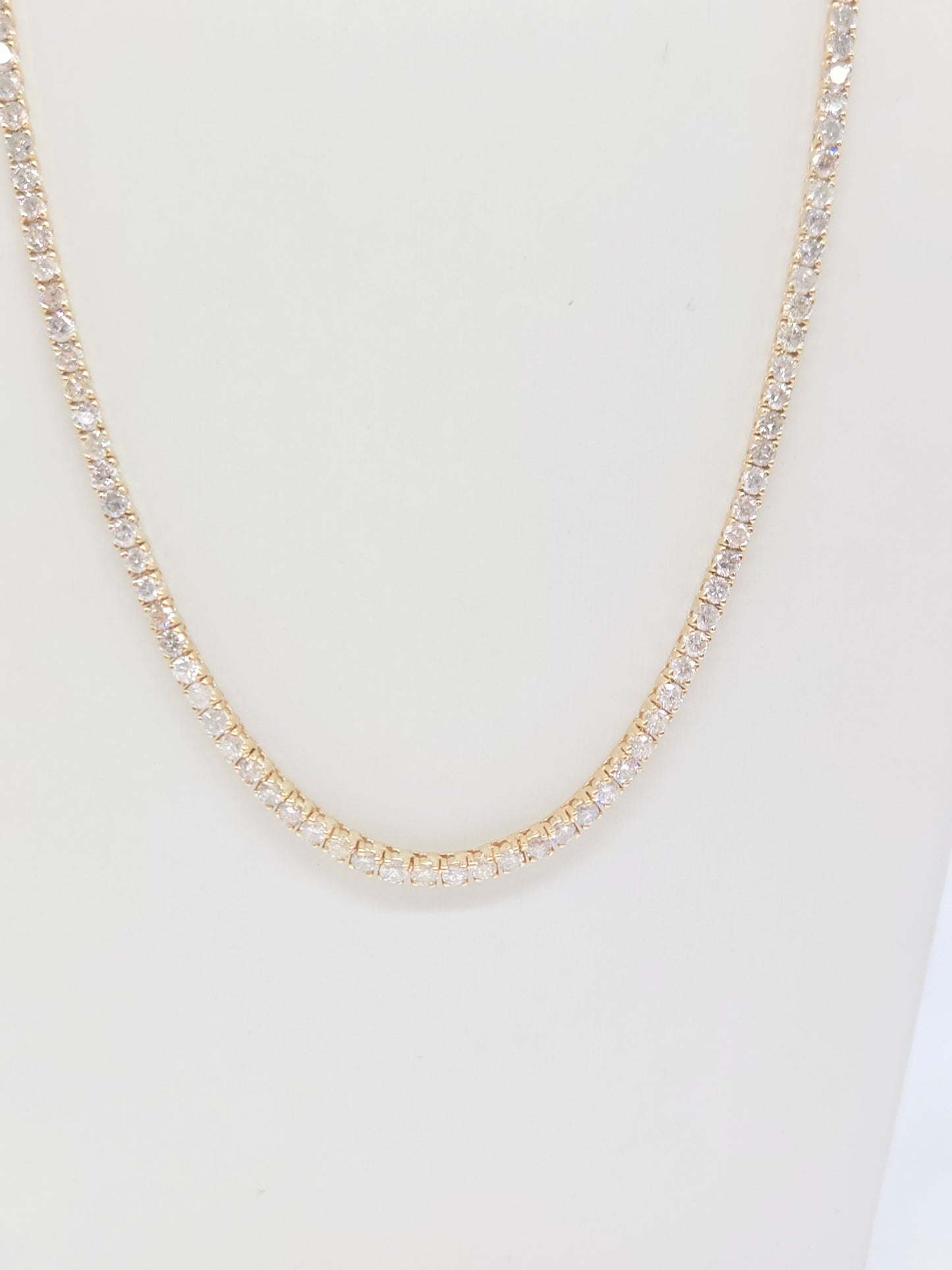 16.10 Carat Natural Diamond Tennis Necklace in 14K Yellow Gold 22"