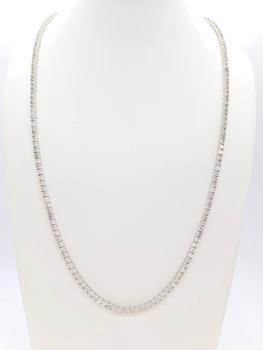 10.48 Carat Round Natural Diamond Tennis Necklace 14 Karat White Gold 22''