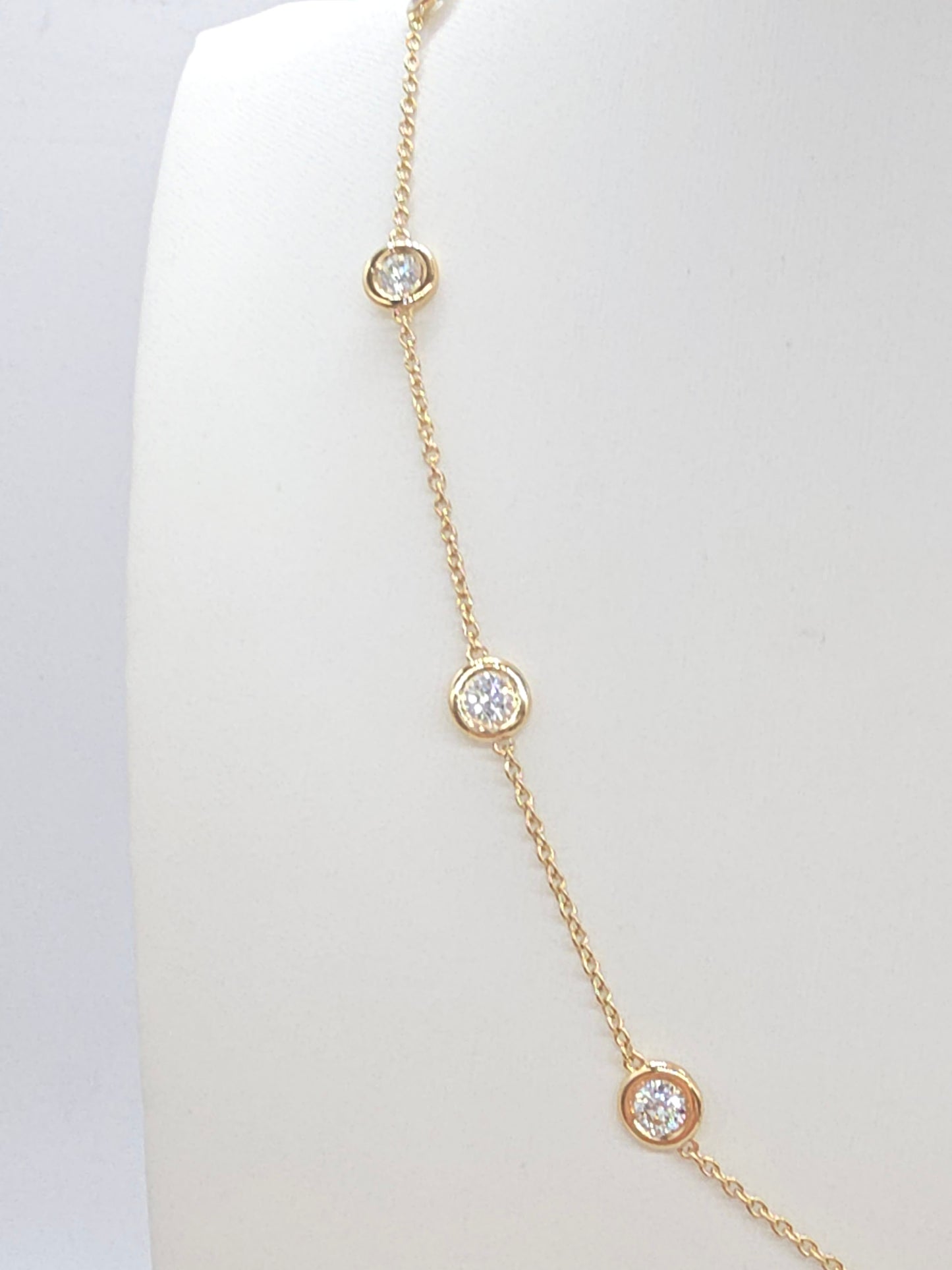 2.57 Carat Natural Diamond By The Yard Necklace 14 Karat Yellow Gold 16''