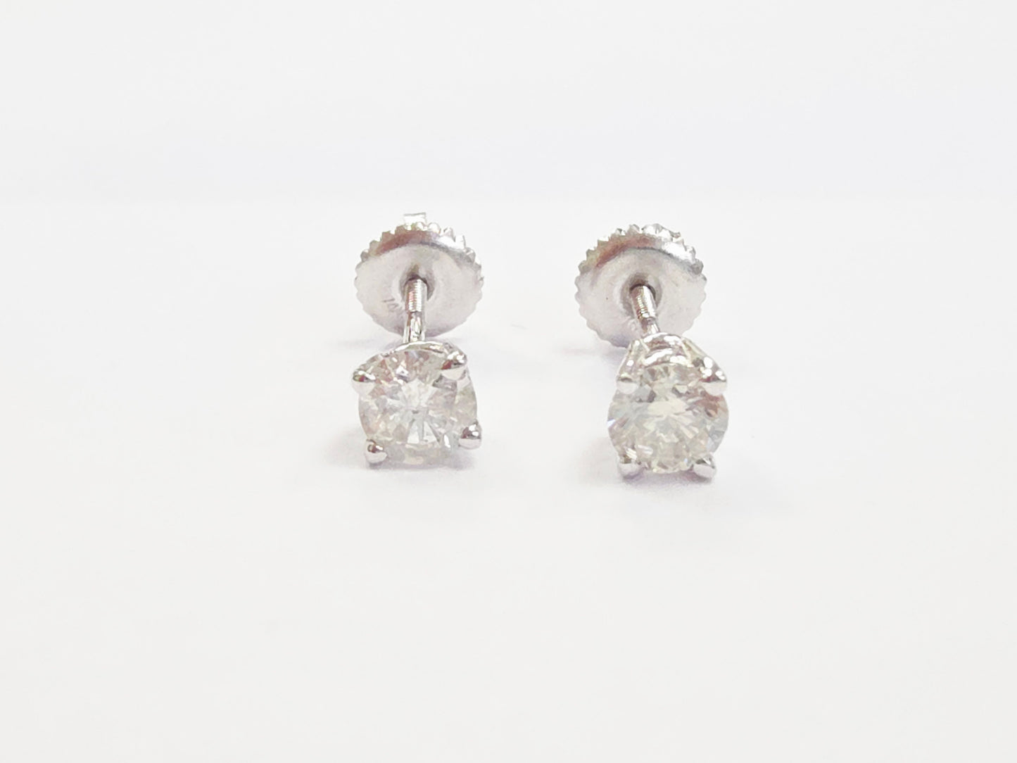 0.60 Carats Natural Diamond Round Shape Studs 14 Karat White Gold