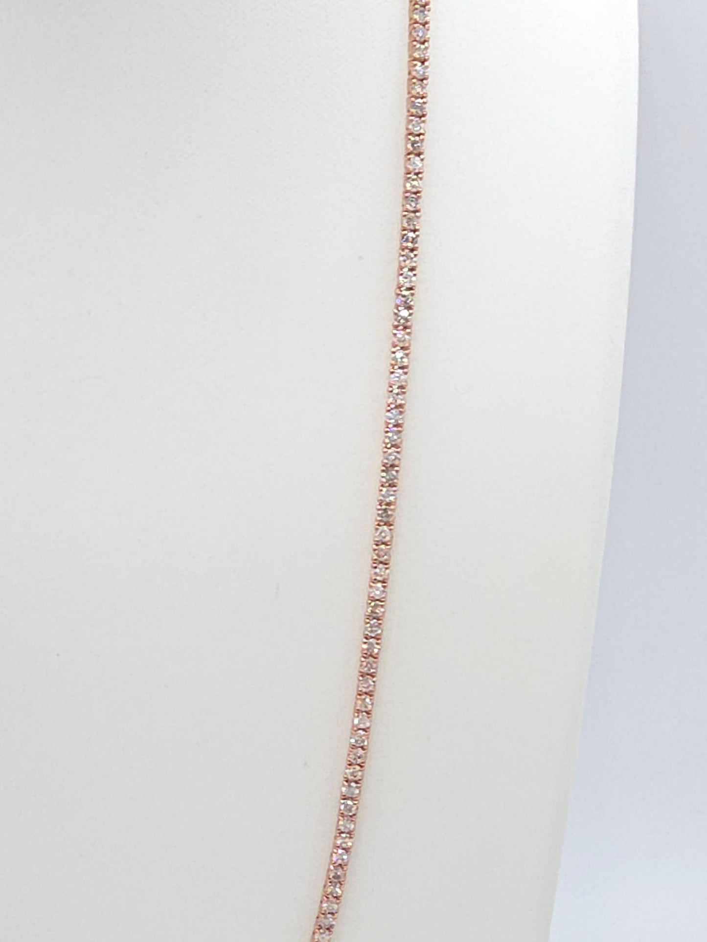 9.25 Carat Round Brilliant Cut Diamond Tennis Necklace in 14K Rose Gold, 22”