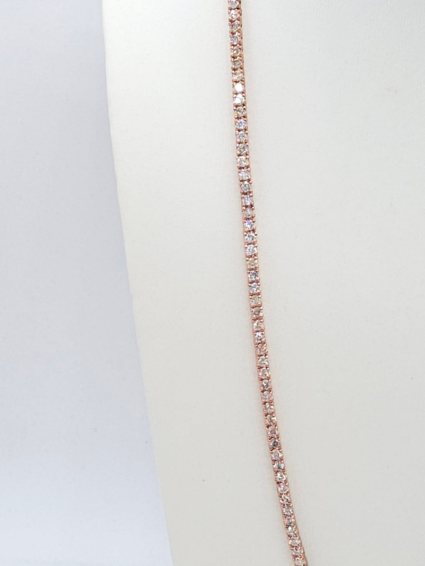 9.25 Carat Round Brilliant Cut Diamond Tennis Necklace in 14K Rose Gold, 22”