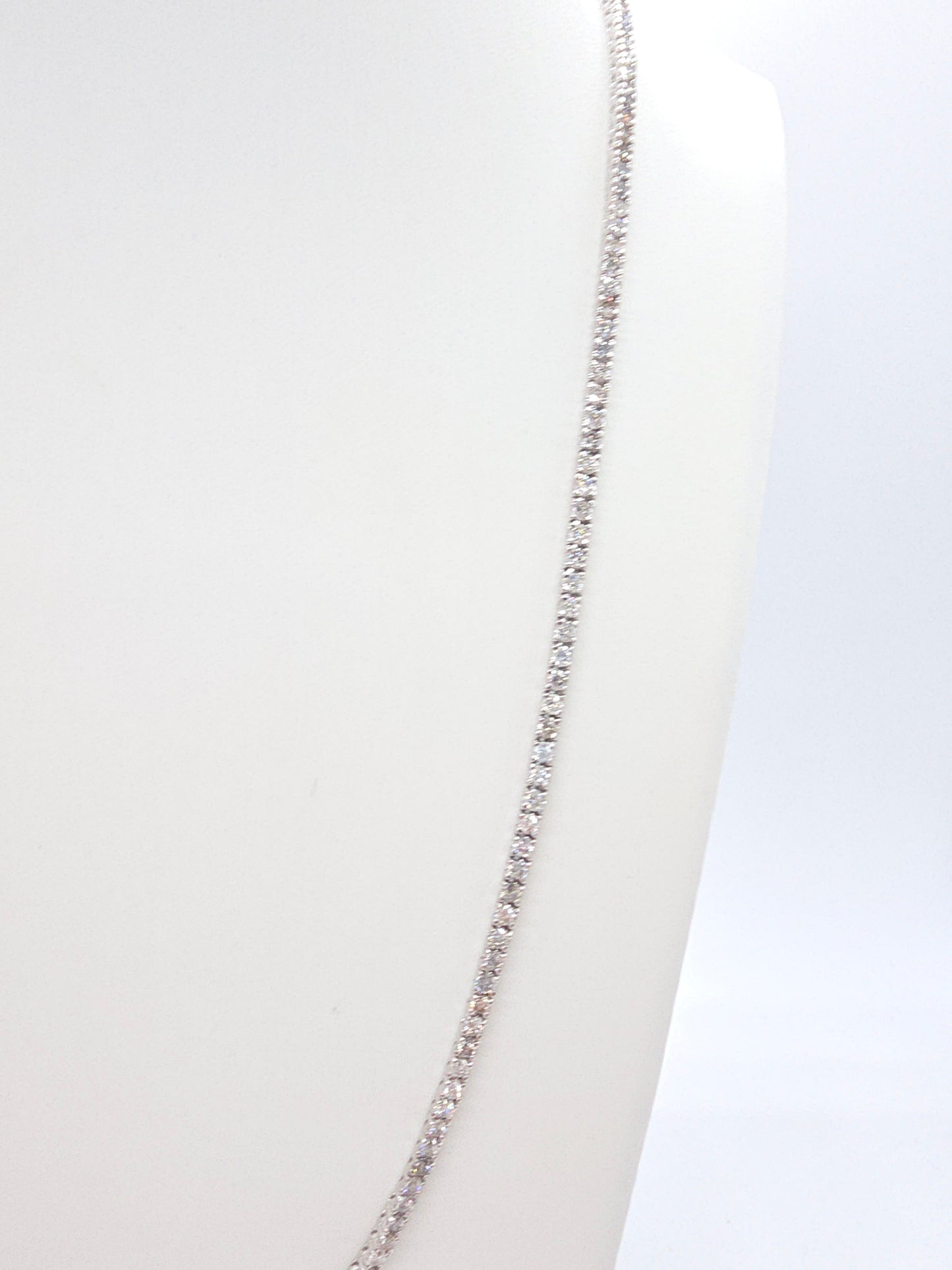 9.45 Carat Round Natural Diamond Tennis Necklace 14 Karat White Gold 22''