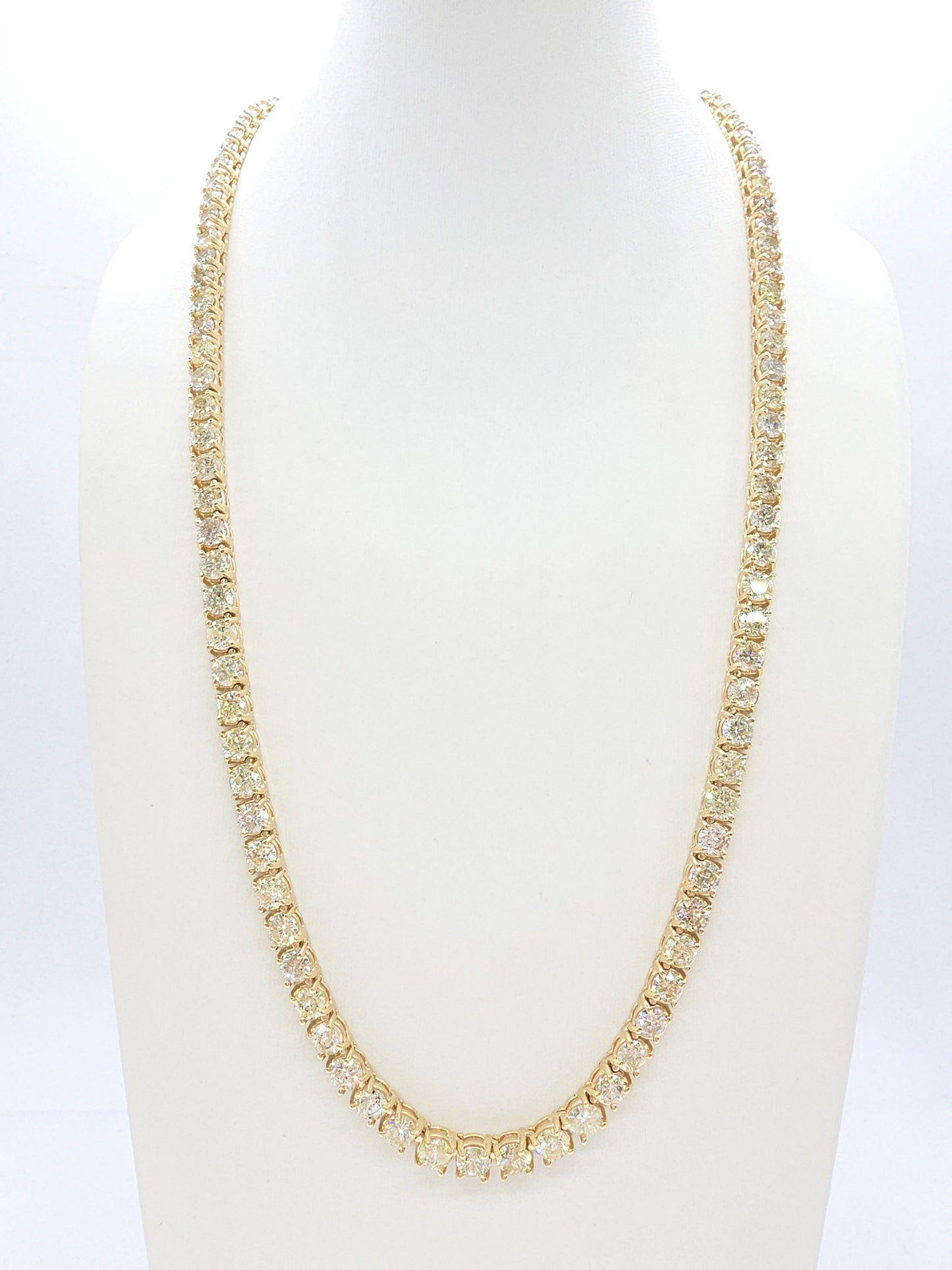40.58 Carat Natural Diamond Tennis Necklace in 14K Yellow Gold 22"