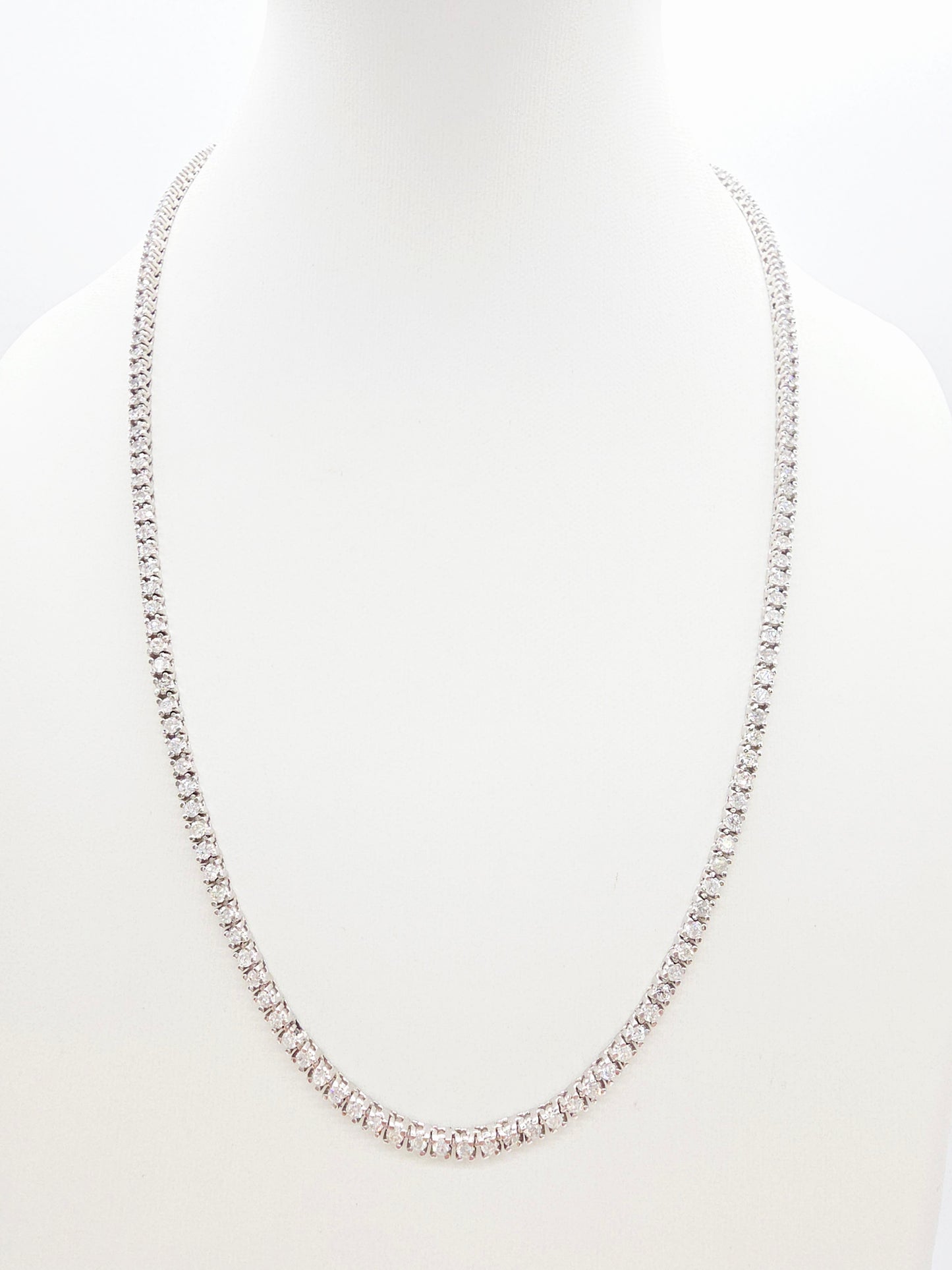 5.18 Carat Round Natural Diamond Tennis Necklace 14K White 18''