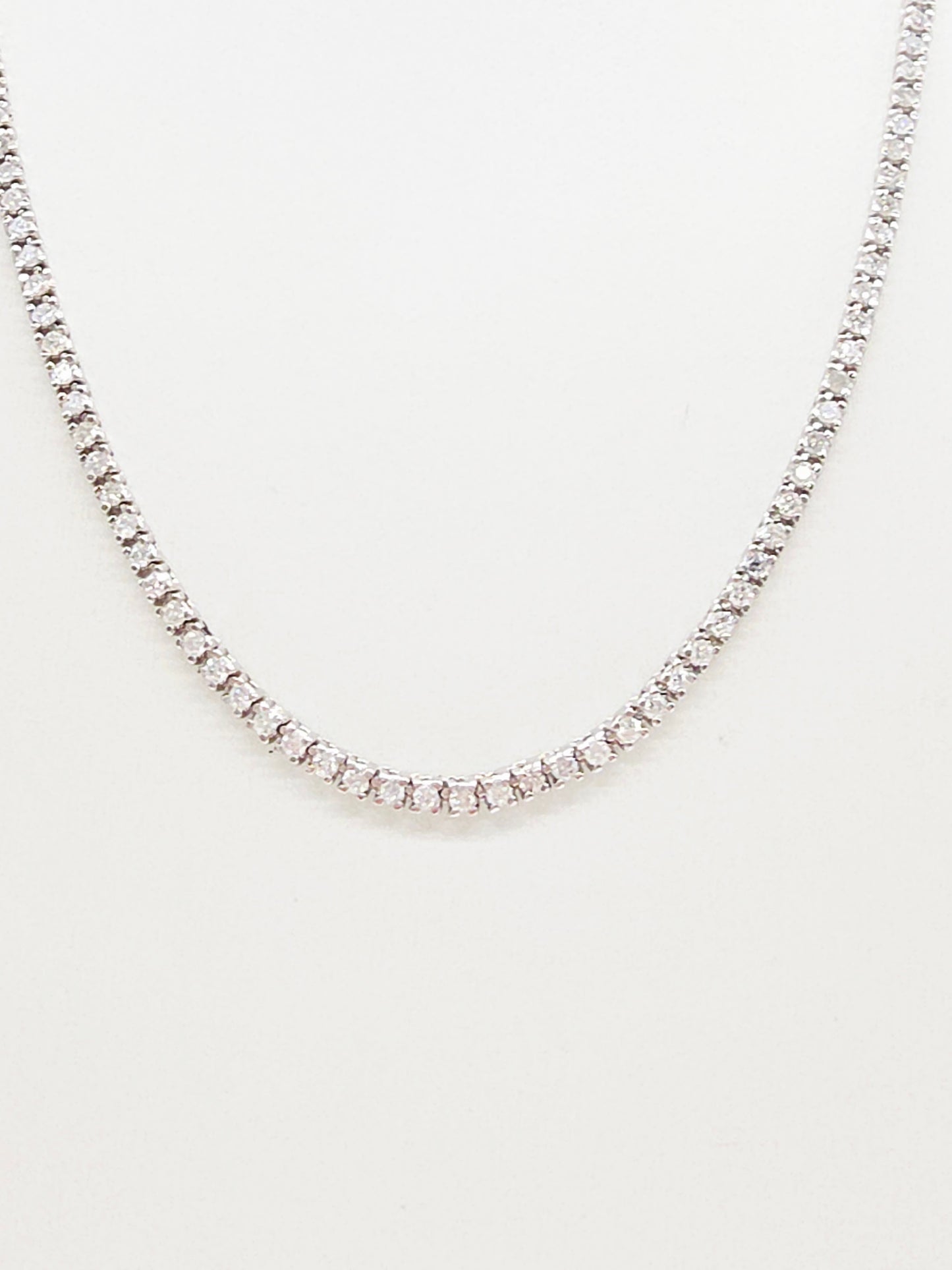 5.18 Carat Round Natural Diamond Tennis Necklace 14K White 18''