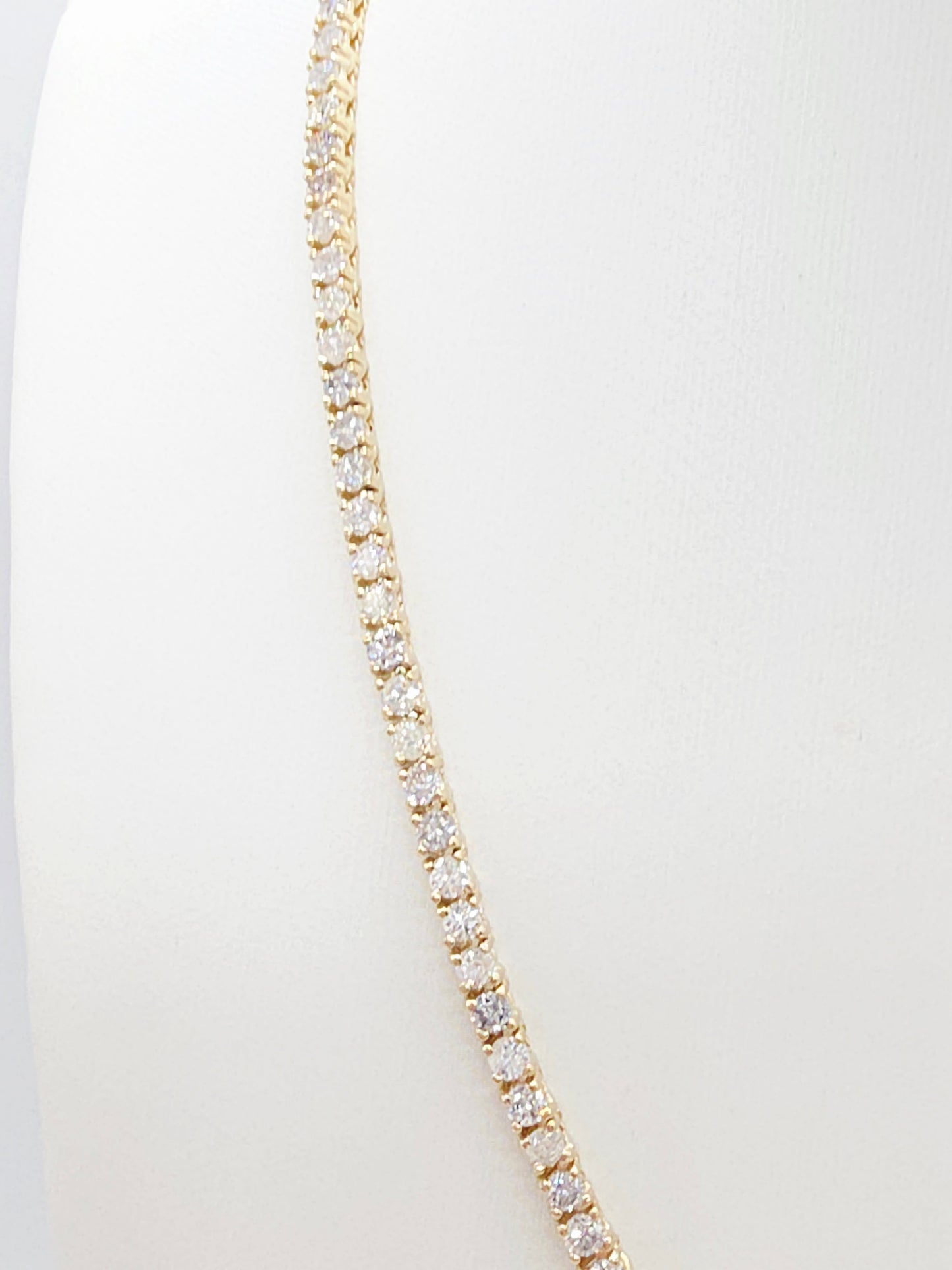 8.87 Carat Natural Diamond Tennis Necklace in 14K Yellow Gold 17"