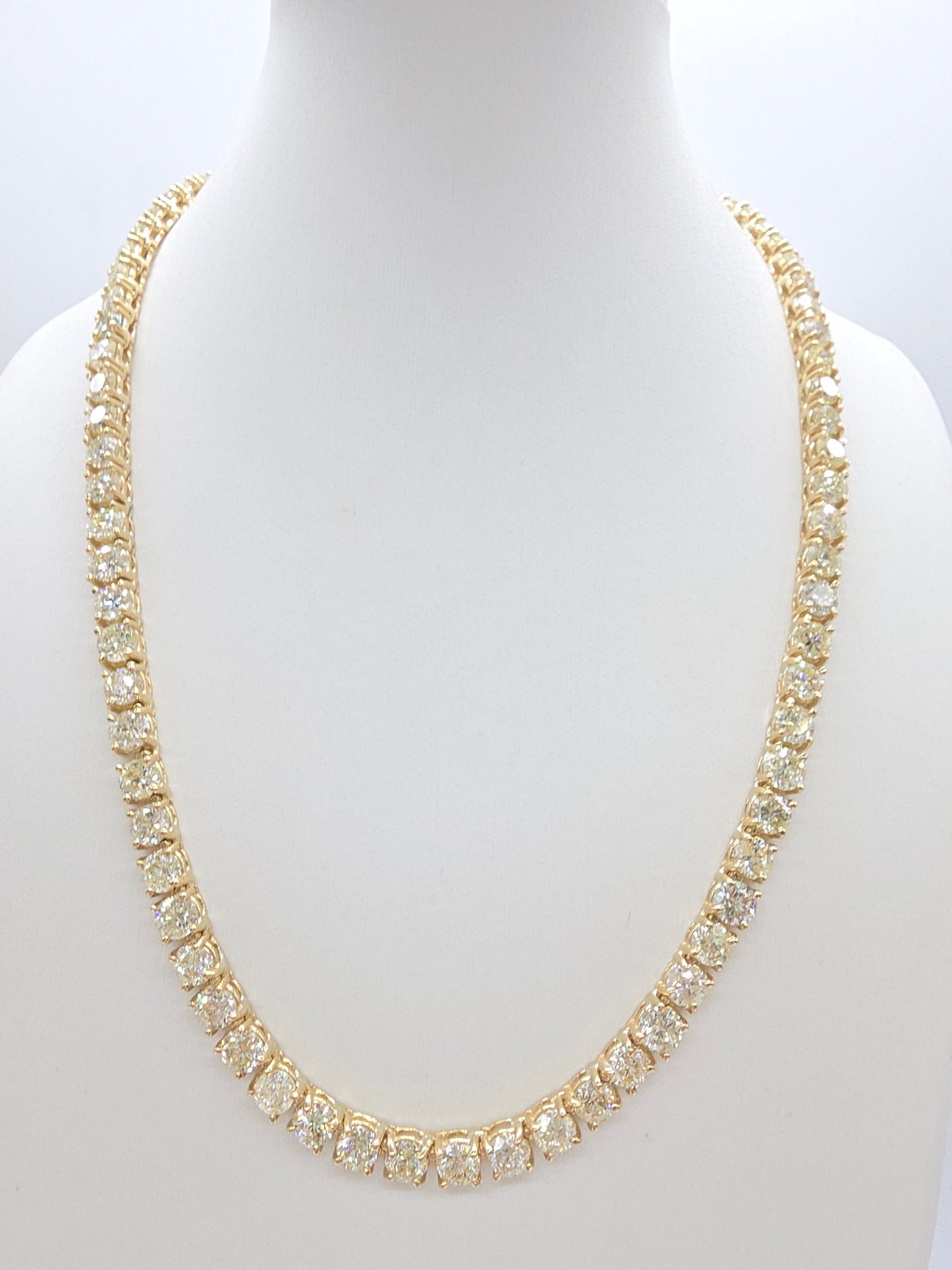 41.05 Carat Natural Diamond Tennis Necklace in 14K Yellow Gold 18"