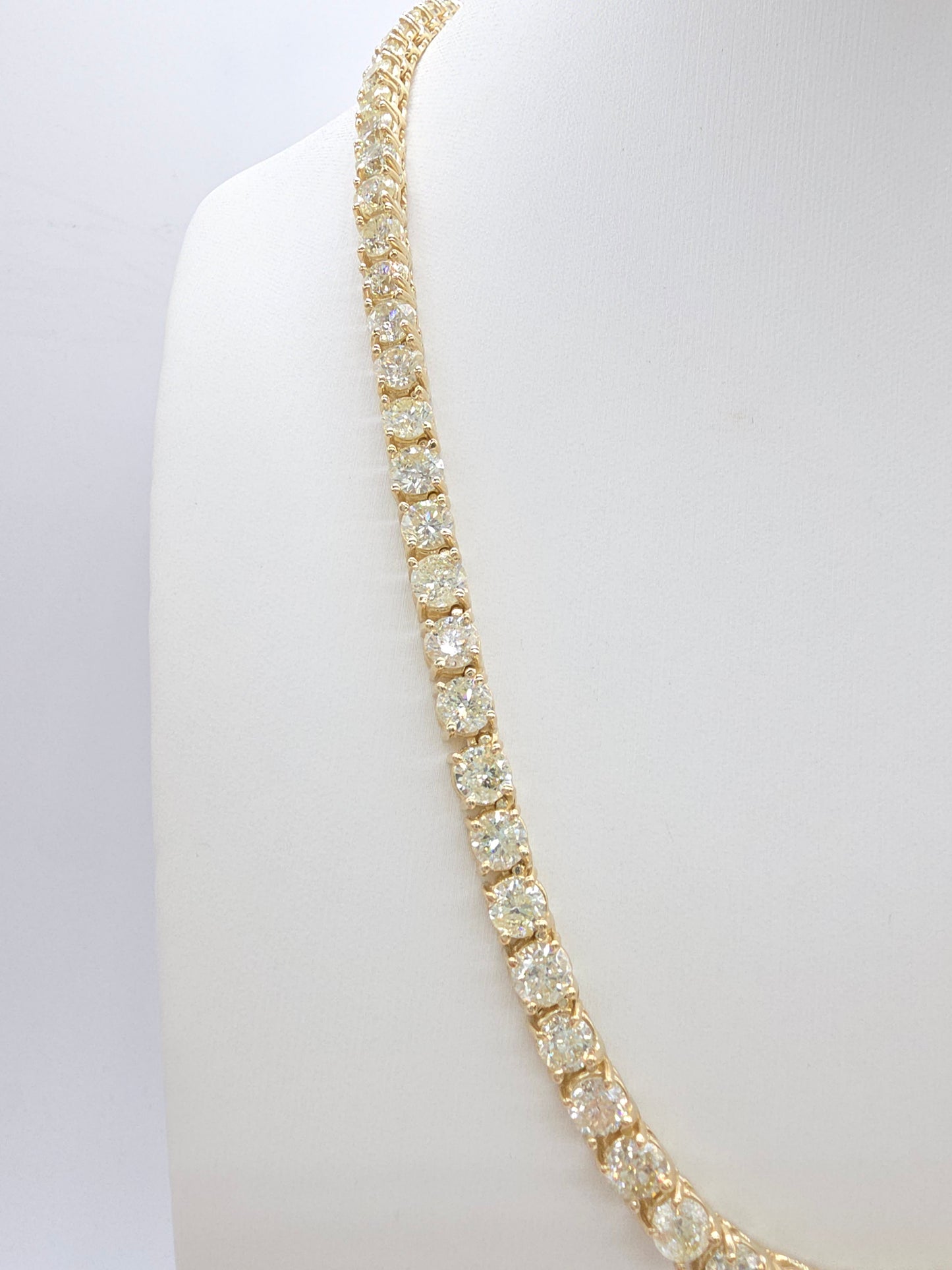 41.05 Carat Natural Diamond Tennis Necklace in 14K Yellow Gold 18"