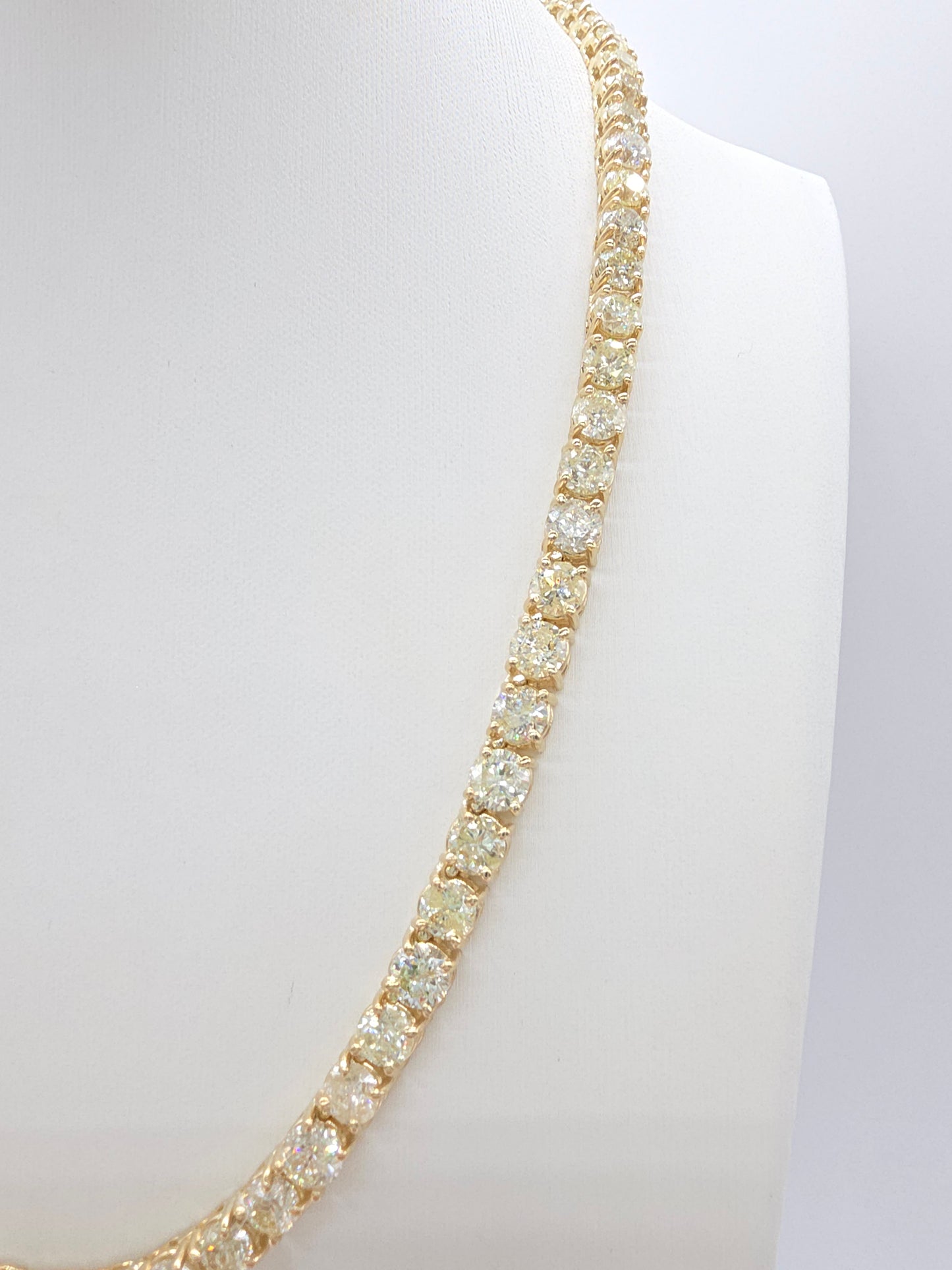 41.05 Carat Natural Diamond Tennis Necklace in 14K Yellow Gold 18"