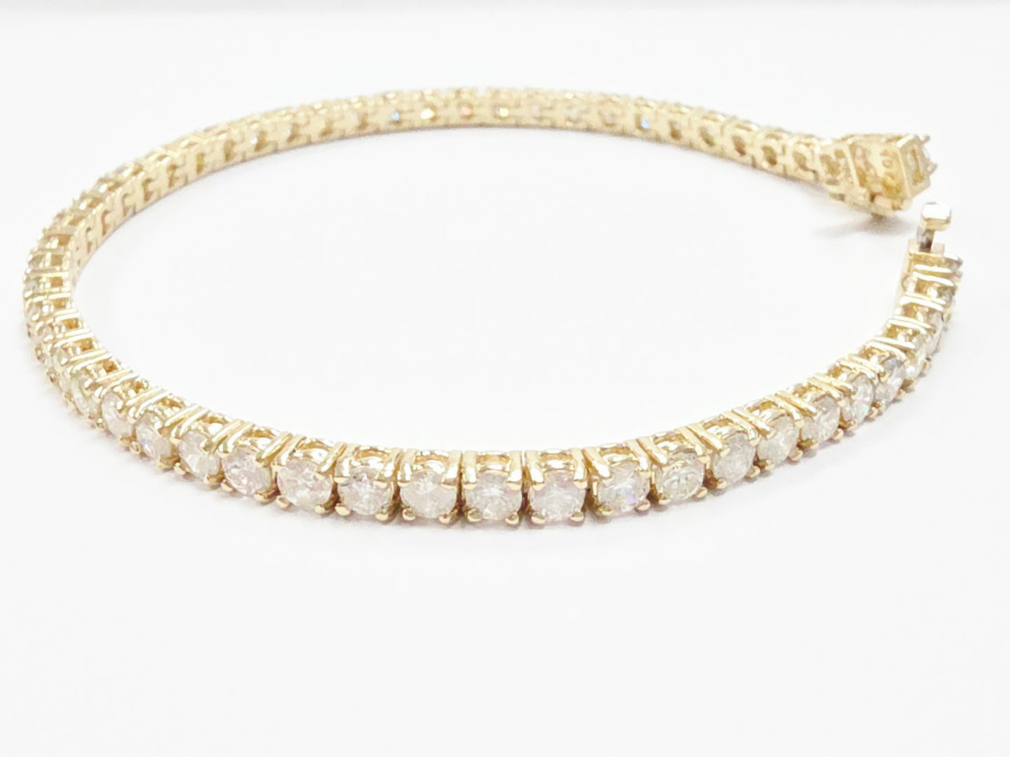 6.28 Carat Natural Diamond Tennis Bracelet 14 Karat Yellow Gold