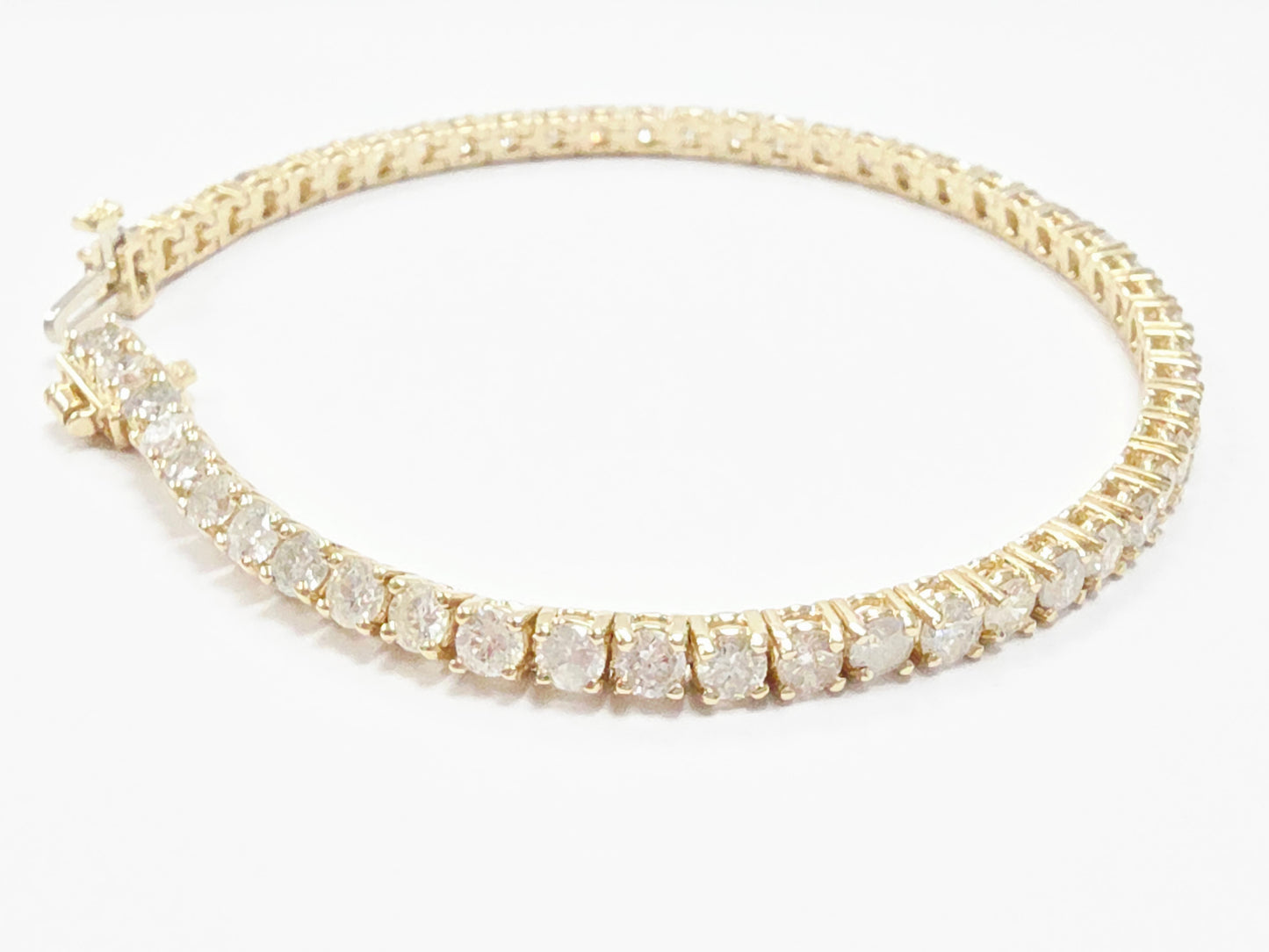 6.28 Carat Natural Diamond Tennis Bracelet 14 Karat Yellow Gold