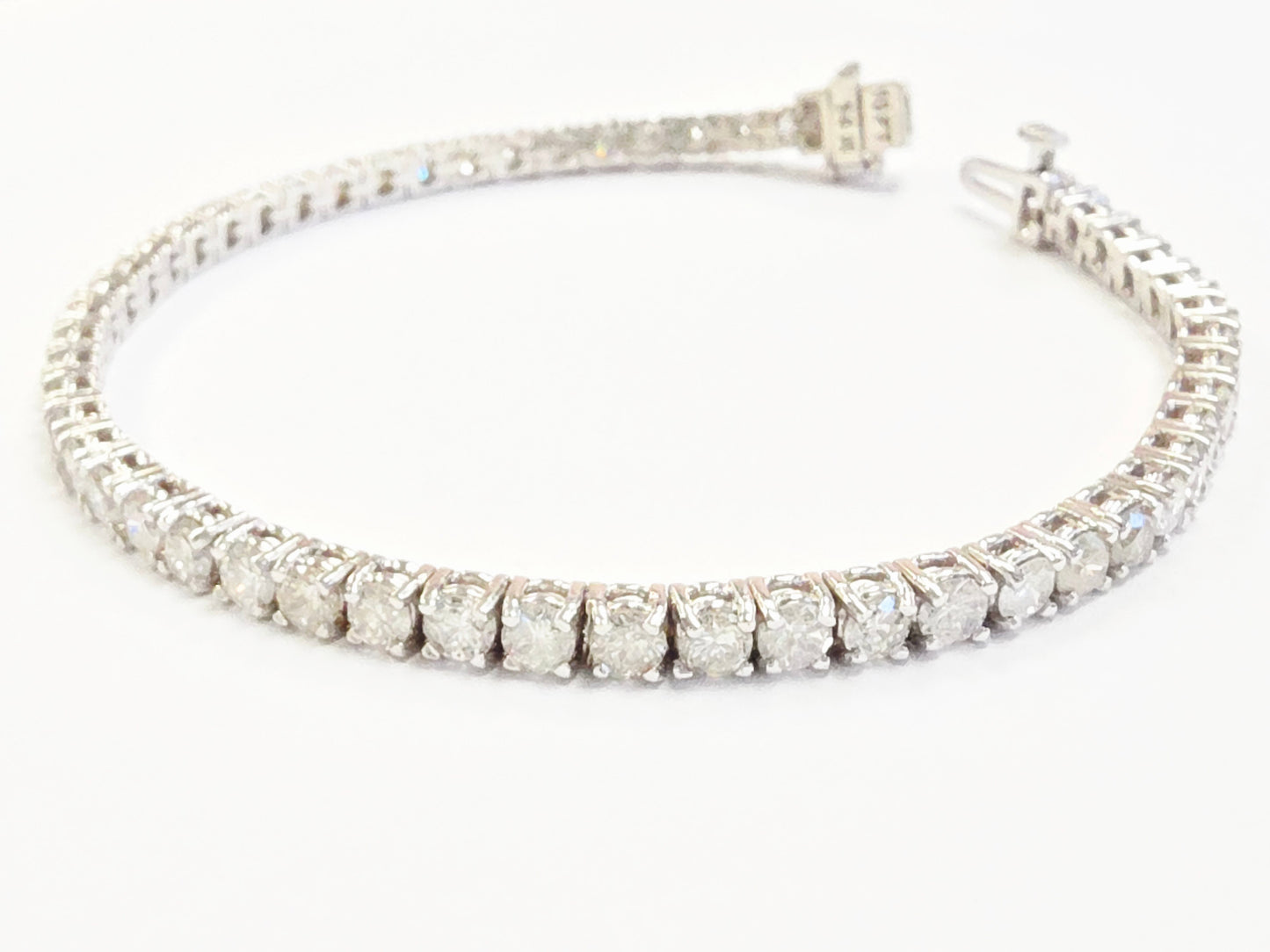 6.50 Carat Natural Diamond Tennis Bracelet 14 Karat White Gold
