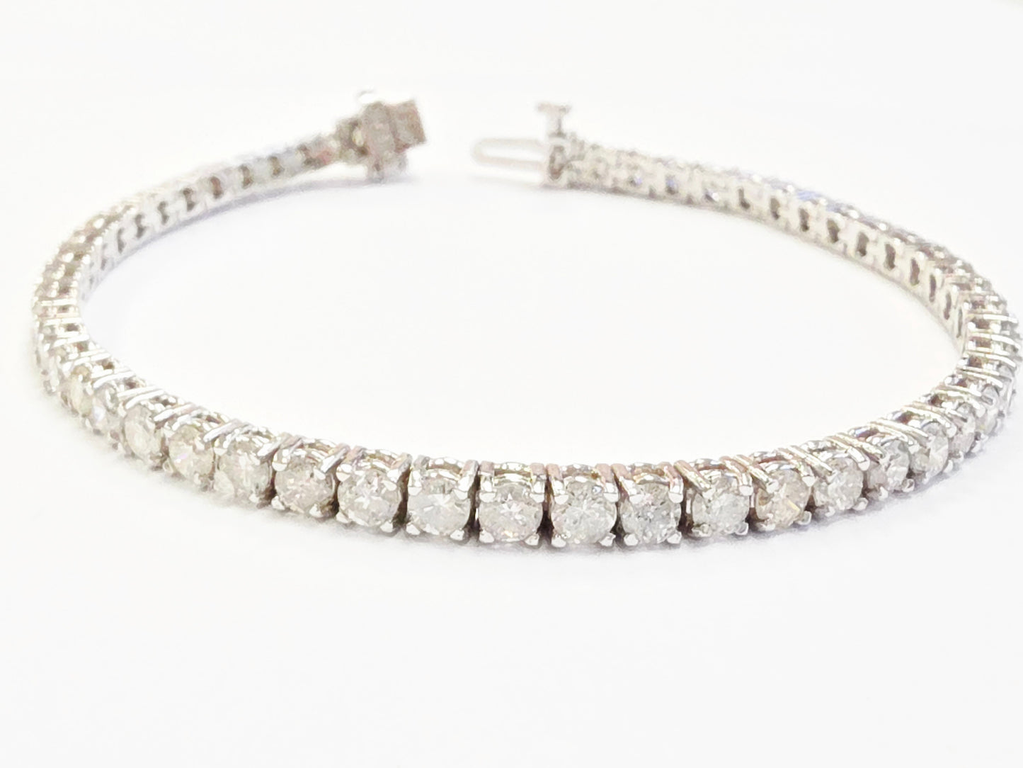 6.50 Carat Natural Diamond Tennis Bracelet 14 Karat White Gold