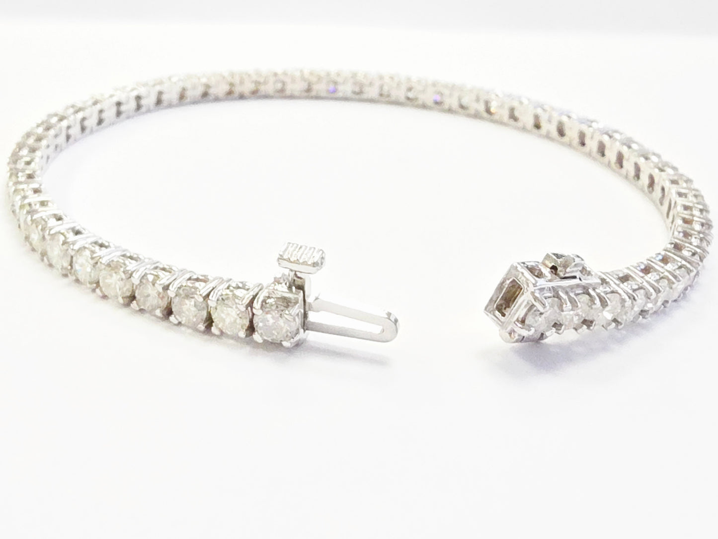 6.50 Carat Natural Diamond Tennis Bracelet 14 Karat White Gold