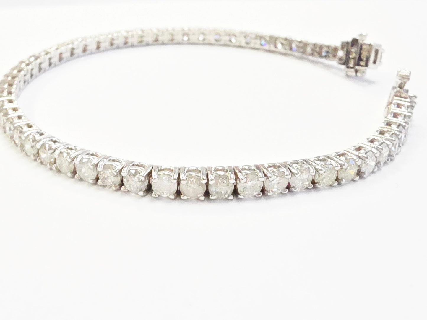 6.50 Carat Natural Diamond Tennis Bracelet 14 Karat White Gold