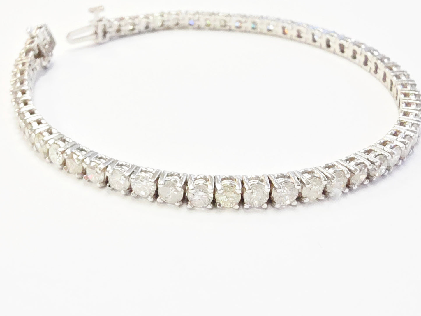 6.50 Carat Natural Diamond Tennis Bracelet 14 Karat White Gold