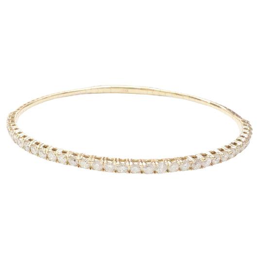1.82 Carat Flexible Bangle Natural Diamond Yellow Gold 14 Karat