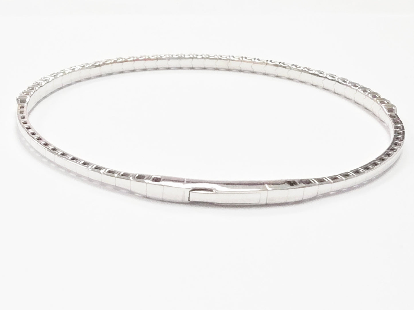 1.80 Carat Natural Diamond Flexible Bangle White Gold 14 Karat