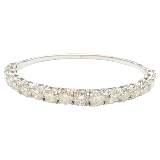 10.45 Carat Natural Diamond Flexible Bangle White Gold 14 Karat
