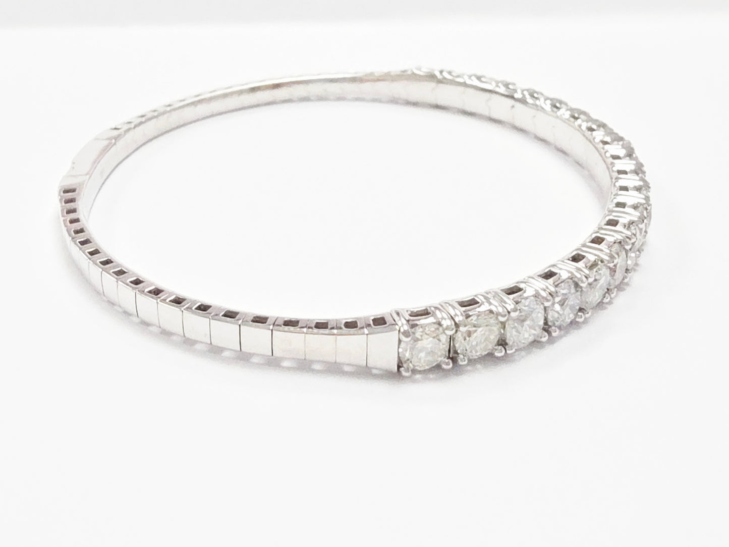 5.40 Carat Natural Diamond Flexible Bangle White Gold 14 Karat