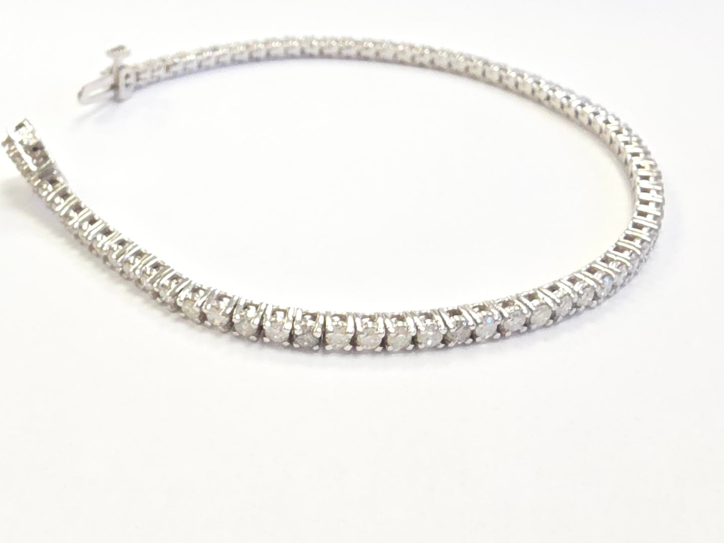 2.21 Carat Natural Diamond Tennis Bracelet 14 Karat White Gold