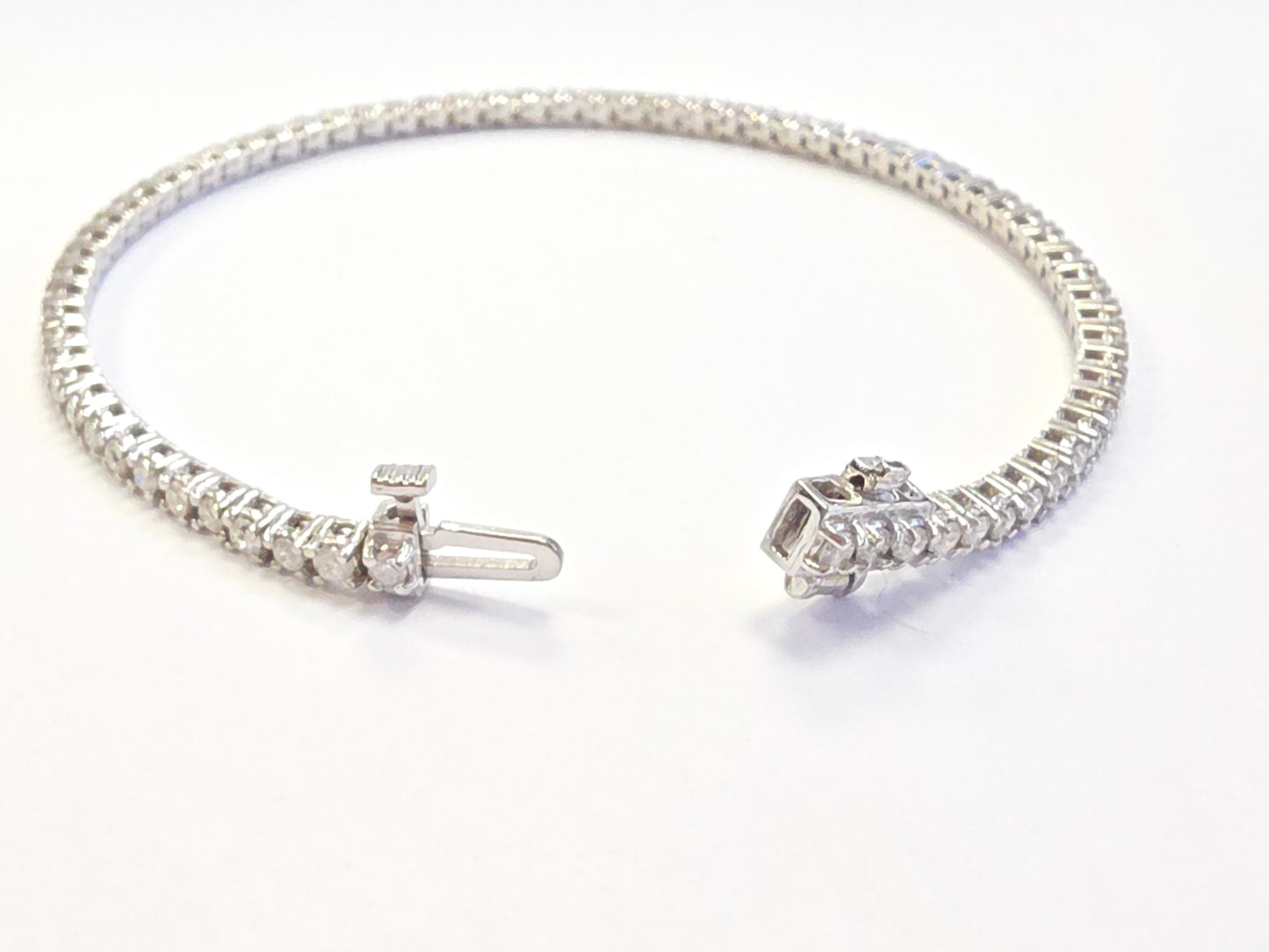 2.21 Carat Natural Diamond Tennis Bracelet 14 Karat White Gold